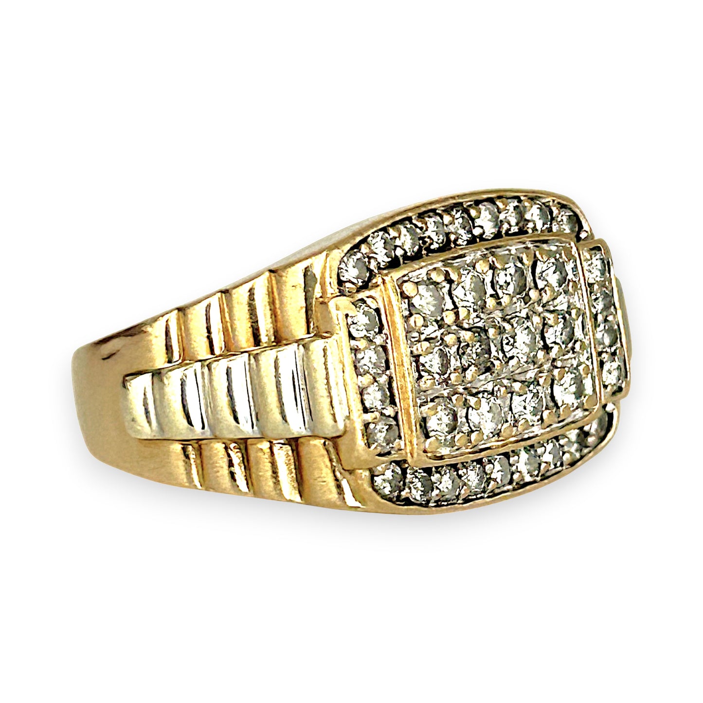 GOLD DEAL | 10ct (10K) Y/W Gold MICHAEL HILL Regal Grid Diamond 1.00ct Statement Ring