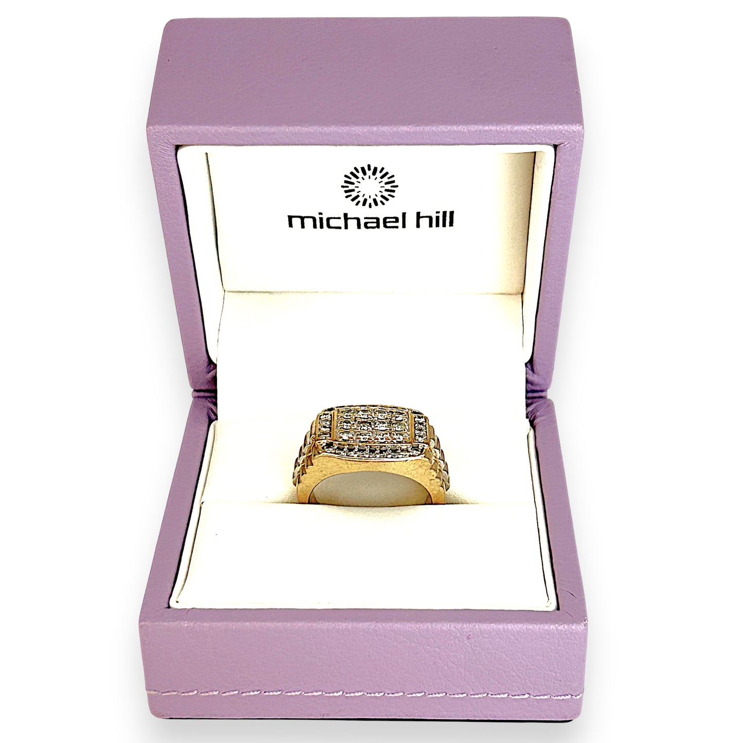 GOLD DEAL | 10ct (10K) Y/W Gold MICHAEL HILL Regal Grid Diamond 1.00ct Statement Ring
