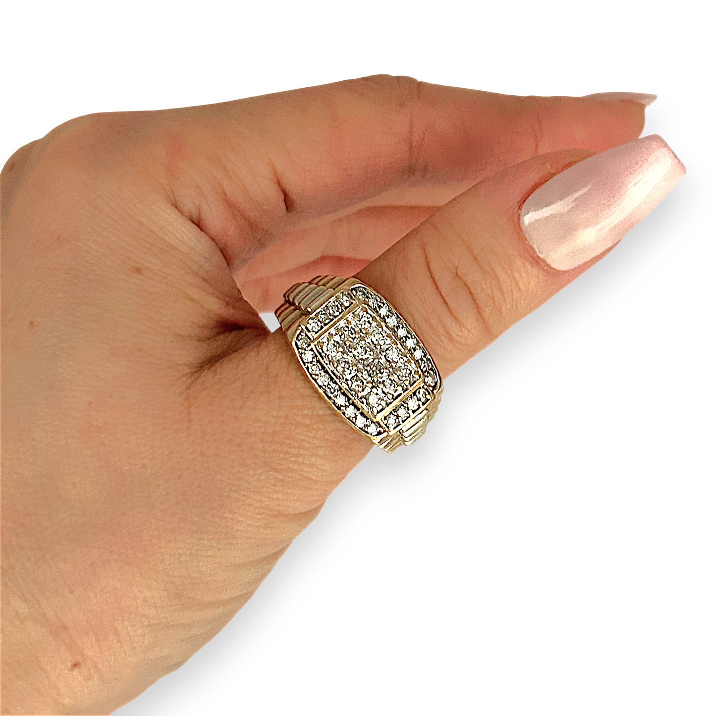 GOLD DEAL | 10ct (10K) Y/W Gold MICHAEL HILL Regal Grid Diamond 1.00ct Statement Ring