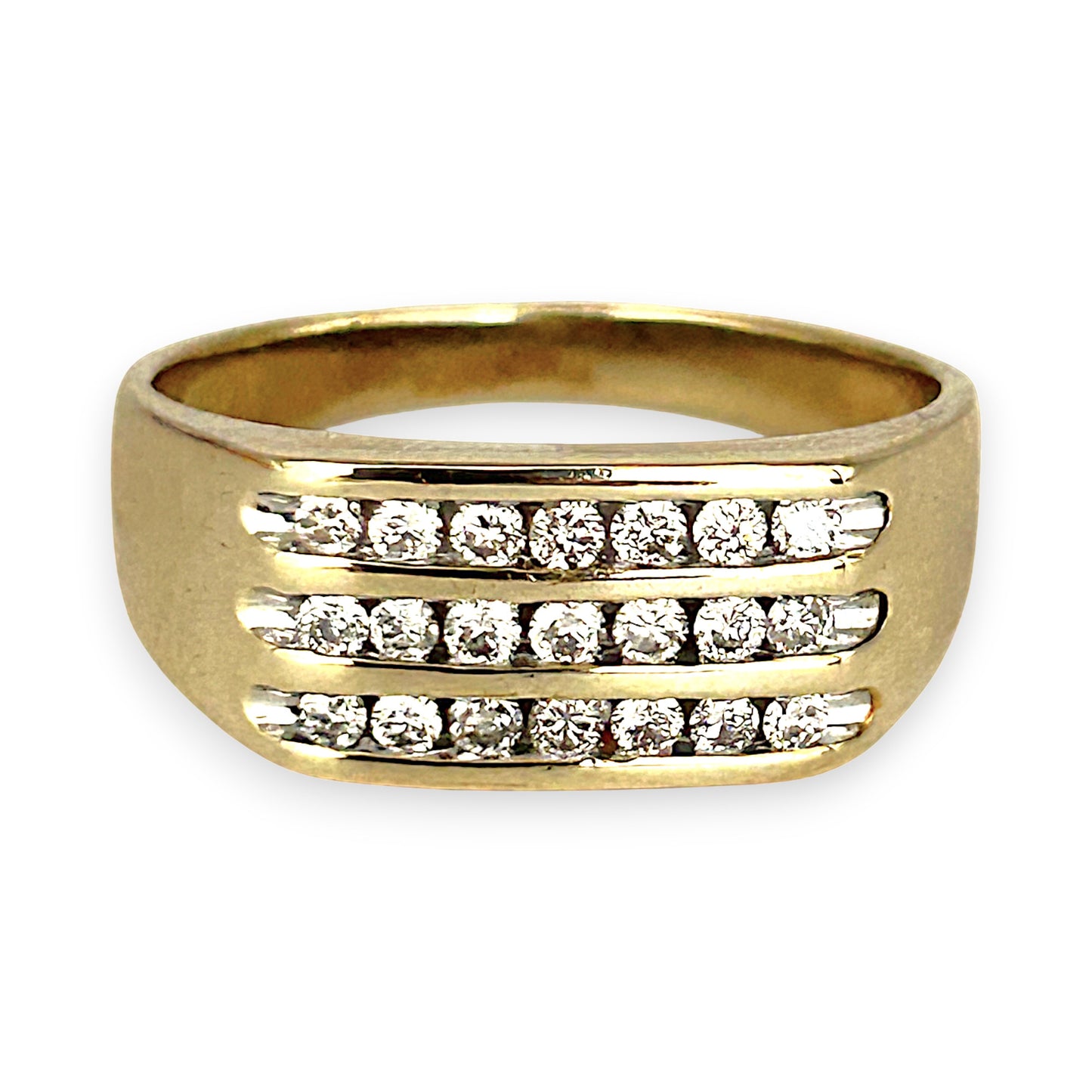 GOLD DEAL | 10ct (10K) Gold MICHAEL HILL Triple Row Diamond 0.50ct Ring Valuation $3,629