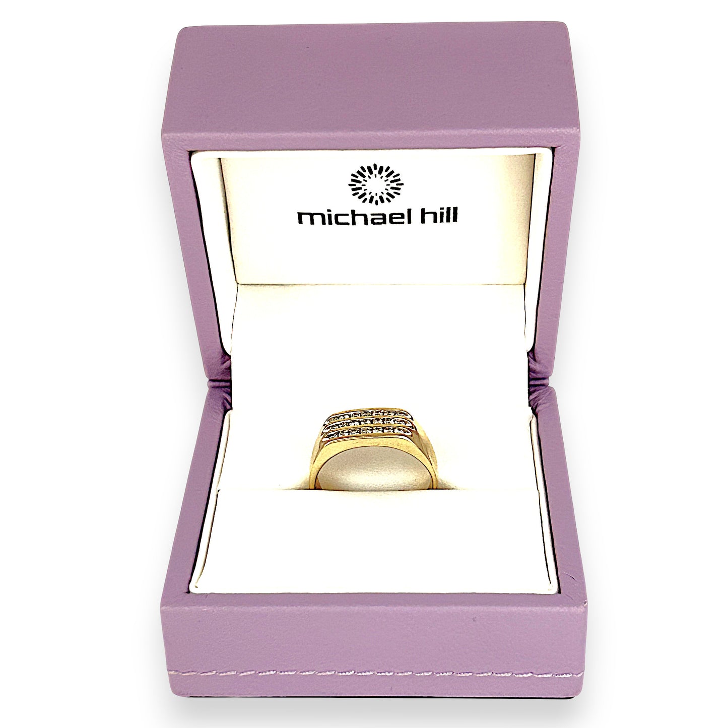 GOLD DEAL | 10ct (10K) Gold MICHAEL HILL Triple Row Diamond 0.50ct Ring Valuation $3,629
