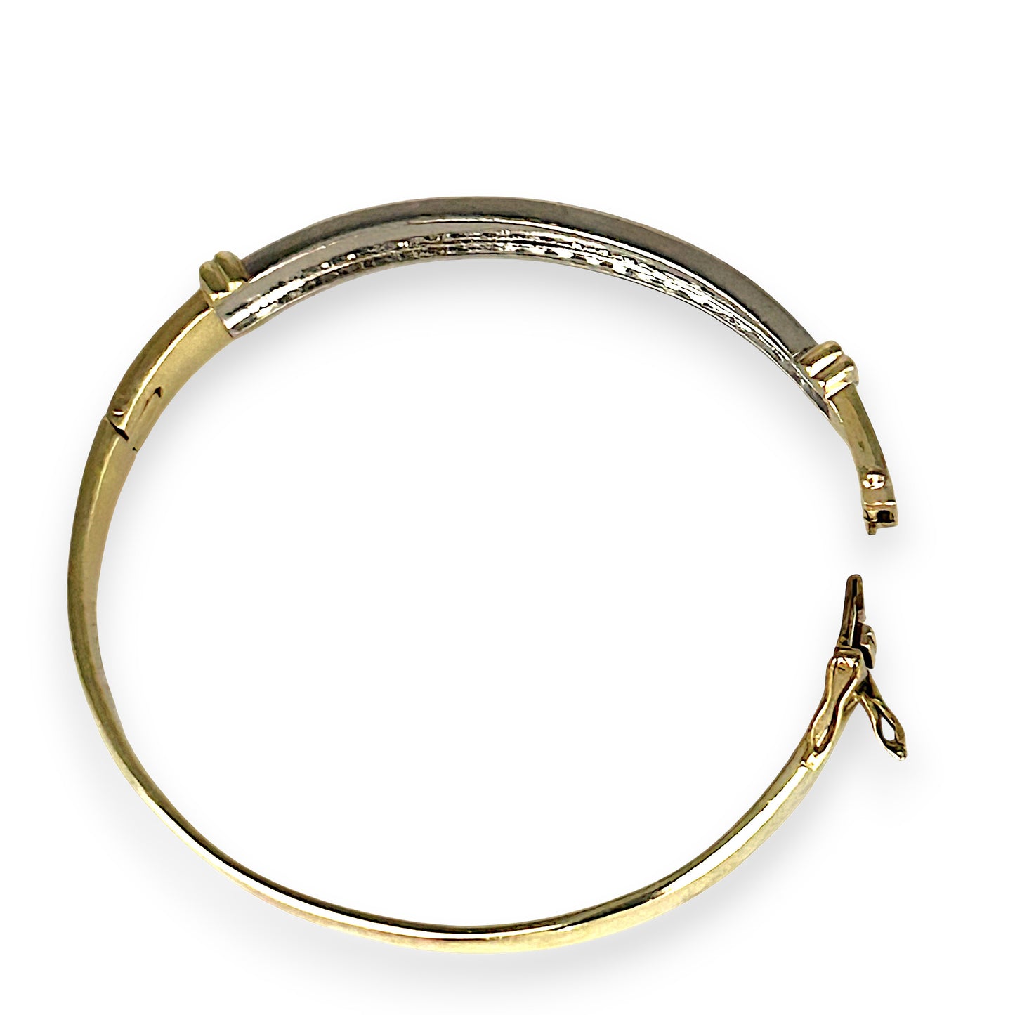 GOLD DEAL | 14ct (14K) Y/W Gold Lustre Line Bangle with 1.60ct Diamonds Valuation $15,950