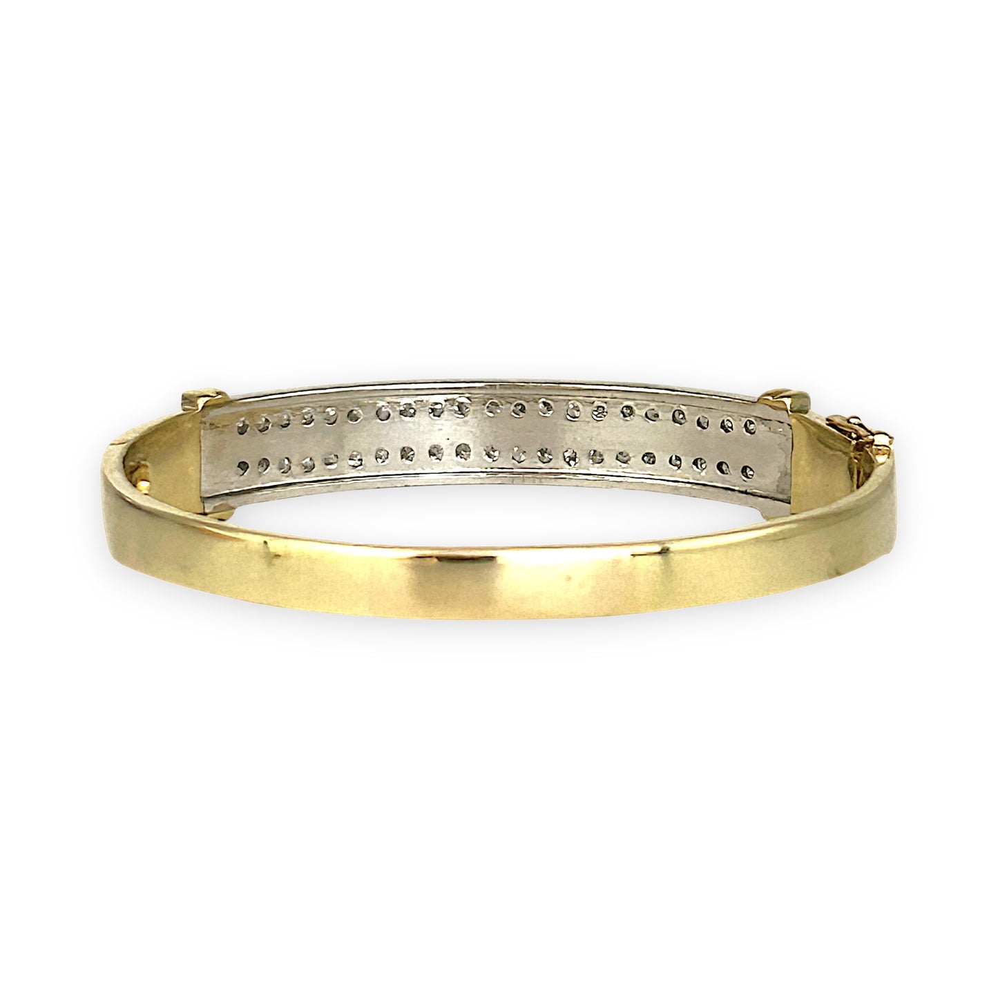 GOLD DEAL | 14ct (14K) Y/W Gold Lustre Line Bangle with 1.60ct Diamonds Valuation $15,950