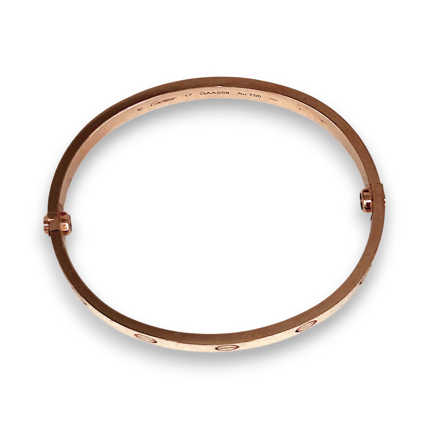 GOLD DEAL | 18ct (18K) Authentic Cartier Love Bracelet Classic Rose Gold Bracelet Size 17 with screw motif