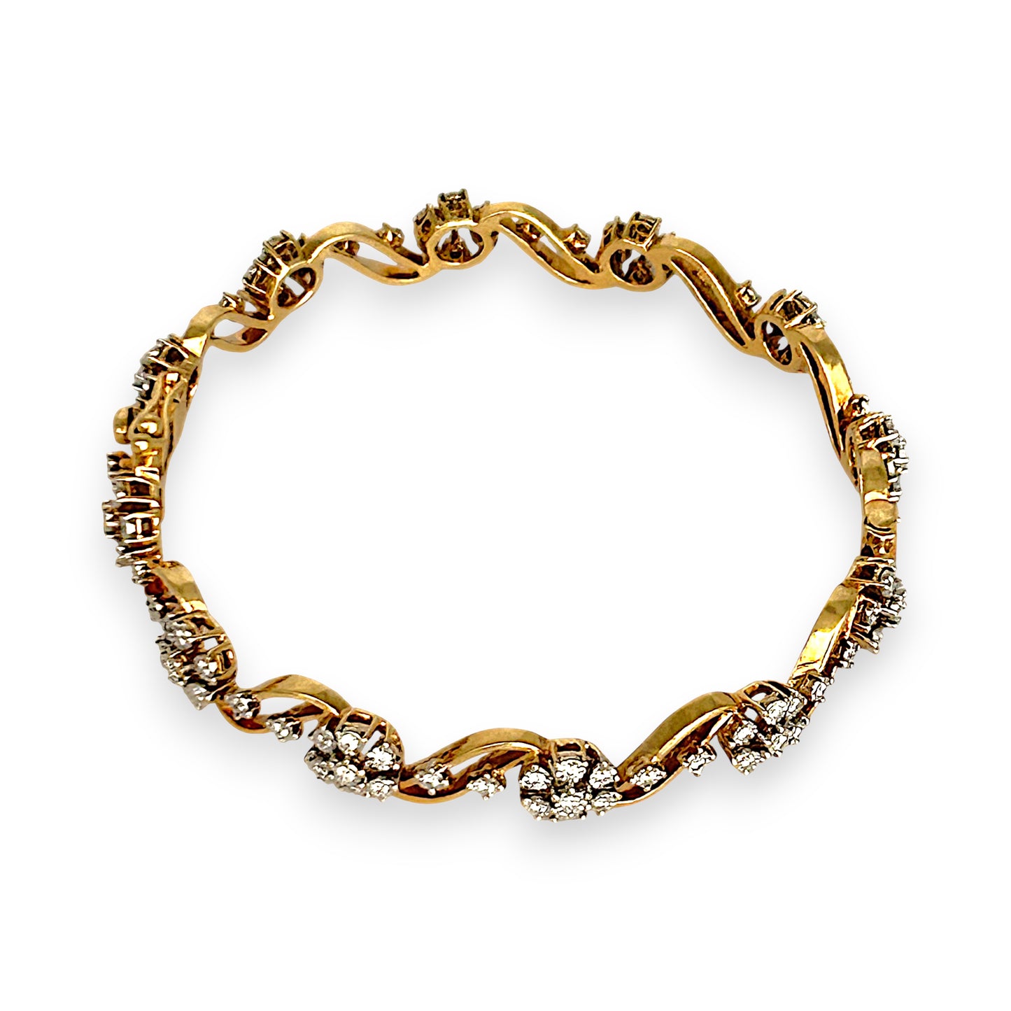 GOLD DEAL | 18ct (18K) Gold Diamond Floral Wave Bangle Valuation $13,000