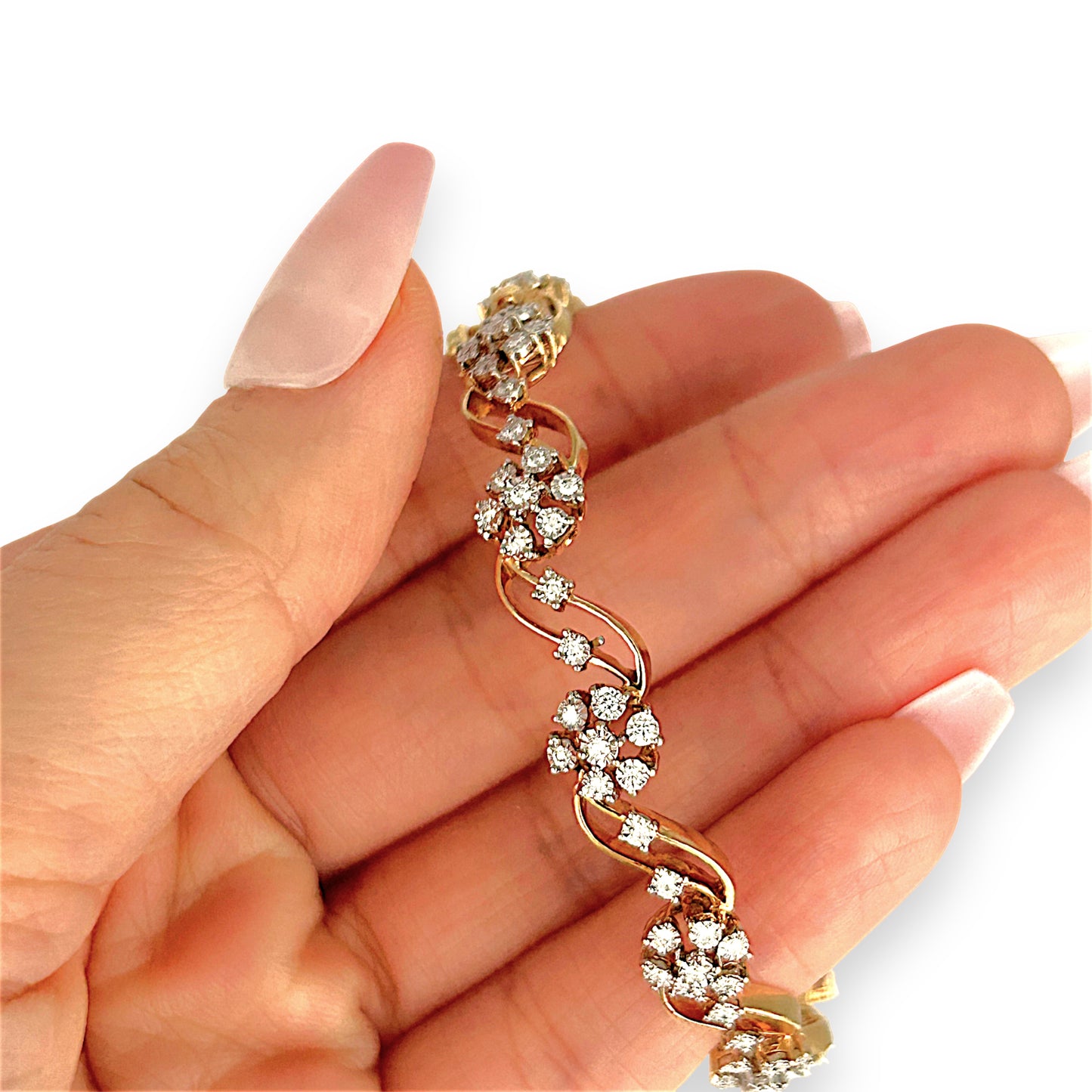 GOLD DEAL | 18ct (18K) Gold Diamond Floral Wave Bangle Valuation $13,000