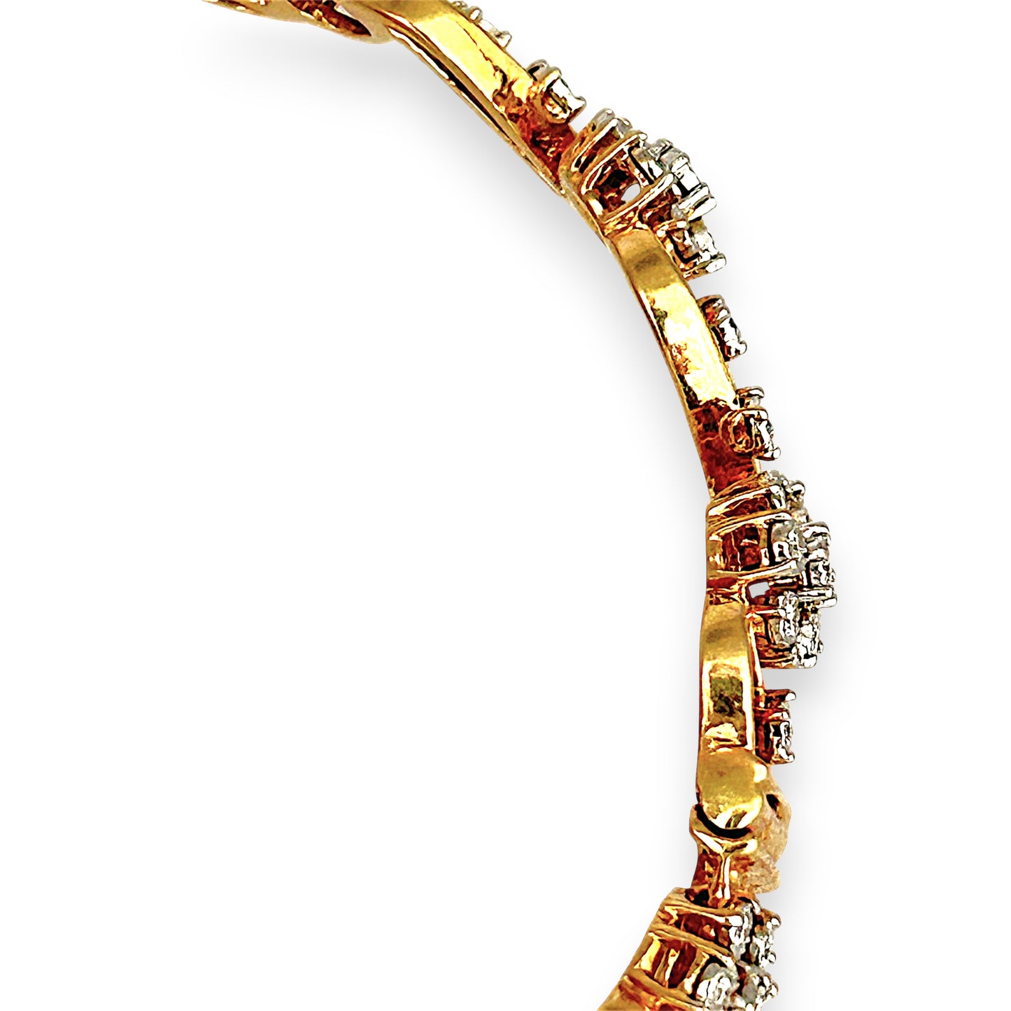 GOLD DEAL | 18ct (18K) Gold Diamond Floral Wave Bangle Valuation $13,000
