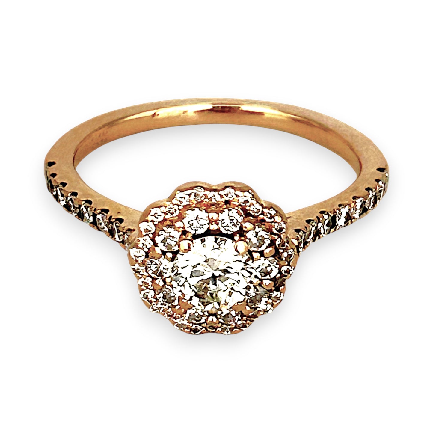 GOLD DEAL | 18ct (18K) Rose Gold Diamond Floral Halo Ring TDW 0.77ct Valuation $4,950