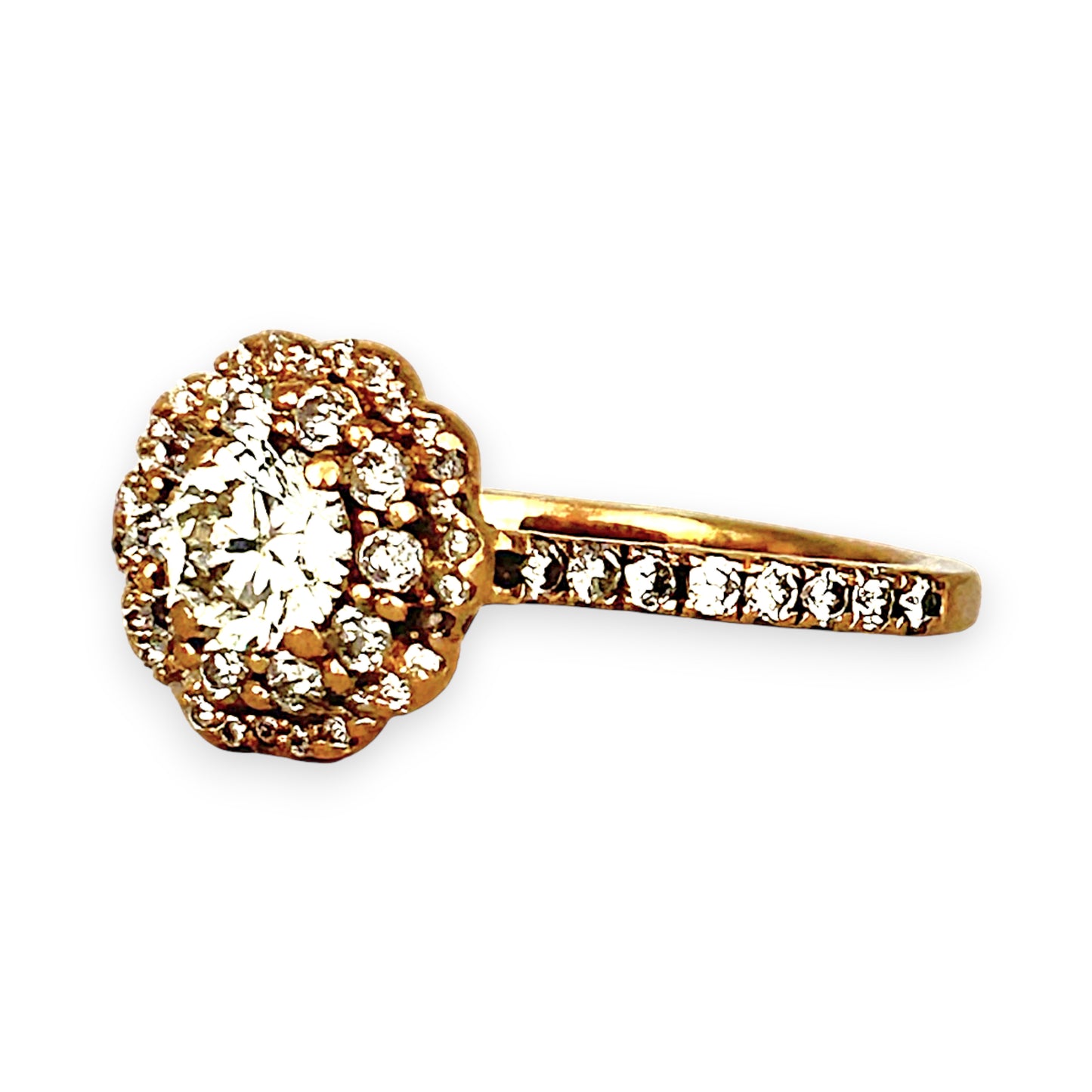 GOLD DEAL | 18ct (18K) Rose Gold Diamond Floral Halo Ring TDW 0.77ct Valuation $4,950