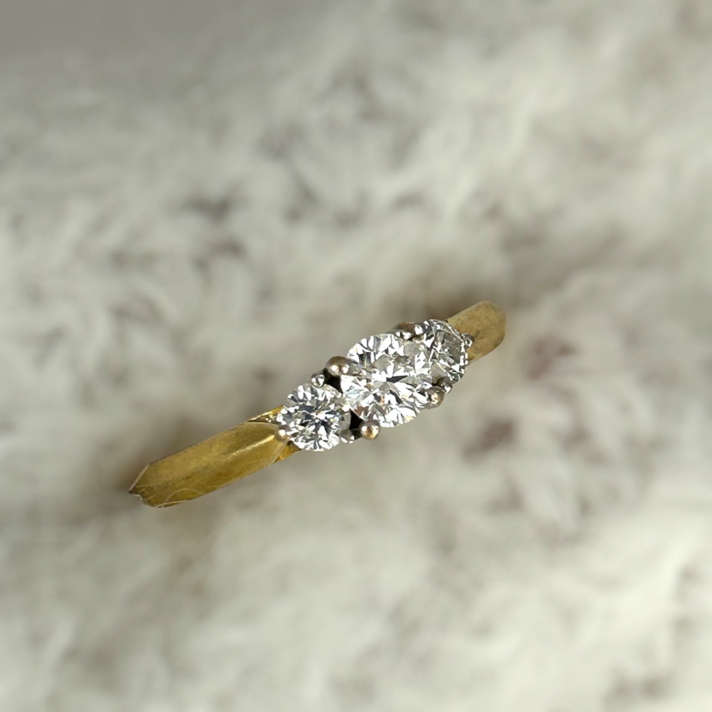 GOLD DEAL | 18ct (18K) Gold Trio Brilliance Ring with 0.47ct Diamonds Size N