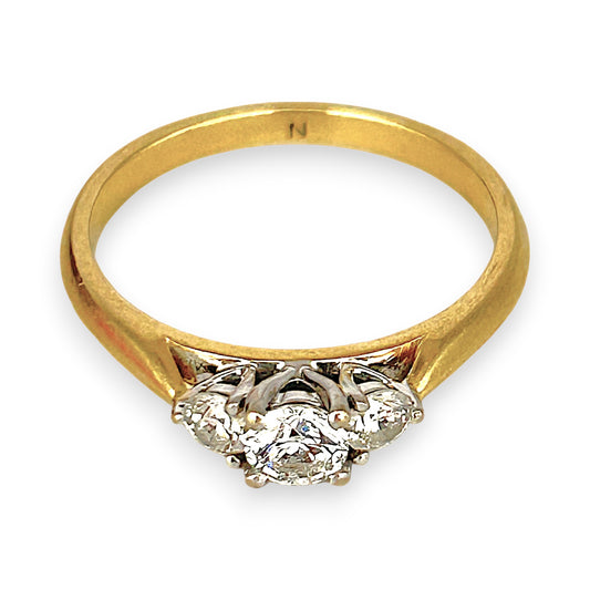 GOLD DEAL | 18ct (18K) Gold Trio Brilliance Ring with 0.47ct Diamonds Size N