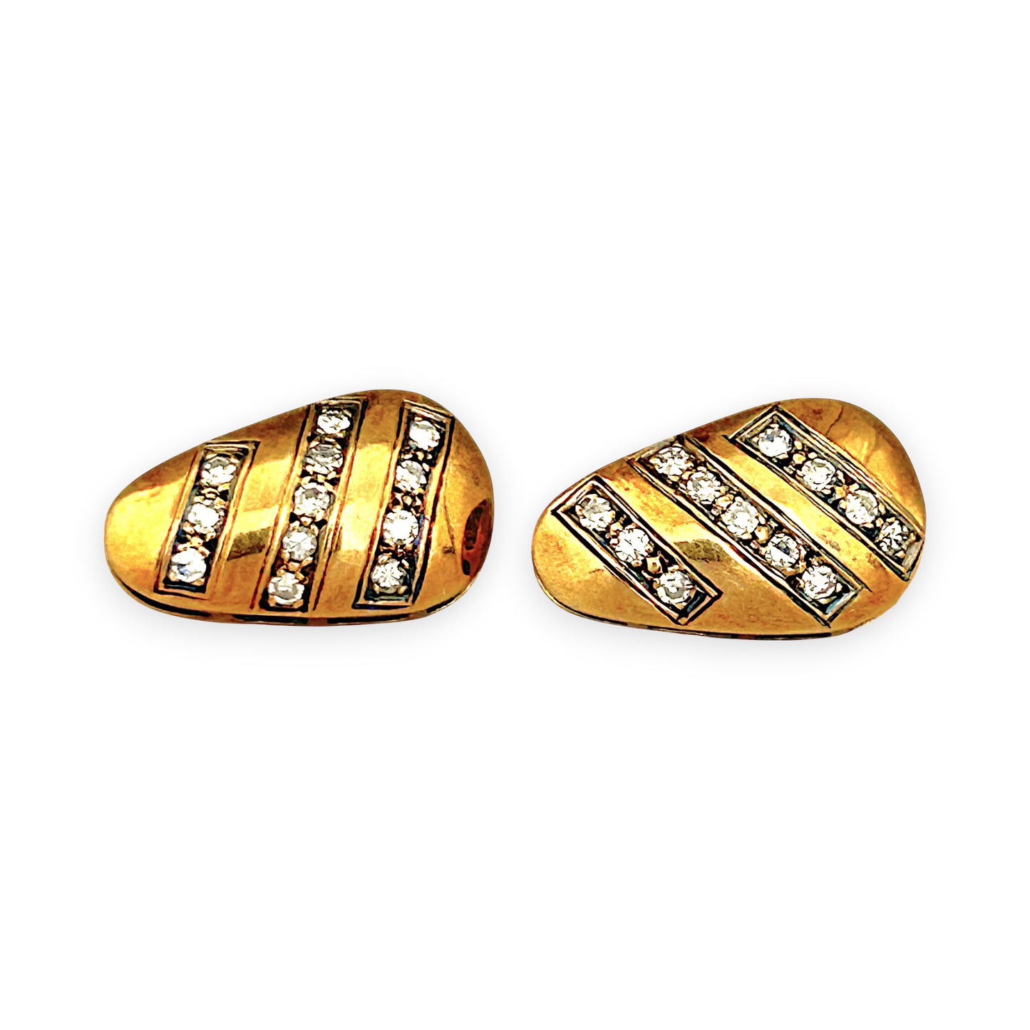 GOLD DEAL | 18ct (18K) Vintage Elegant Row of Diamonds 0.72ct Clip Back Earrings