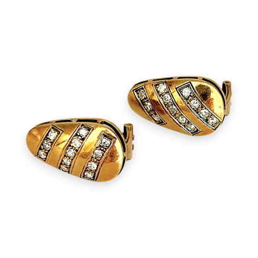 XMAS DEAL | 18kt (18K) Vintage Elegant Row of Diamonds 0.72ct Clip Back Earrings