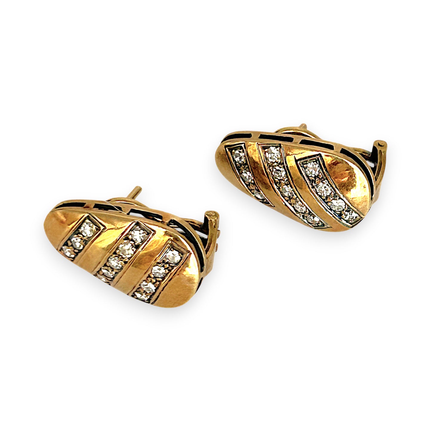 GOLD DEAL | 18ct (18K) Vintage Elegant Row of Diamonds 0.72ct Clip Back Earrings