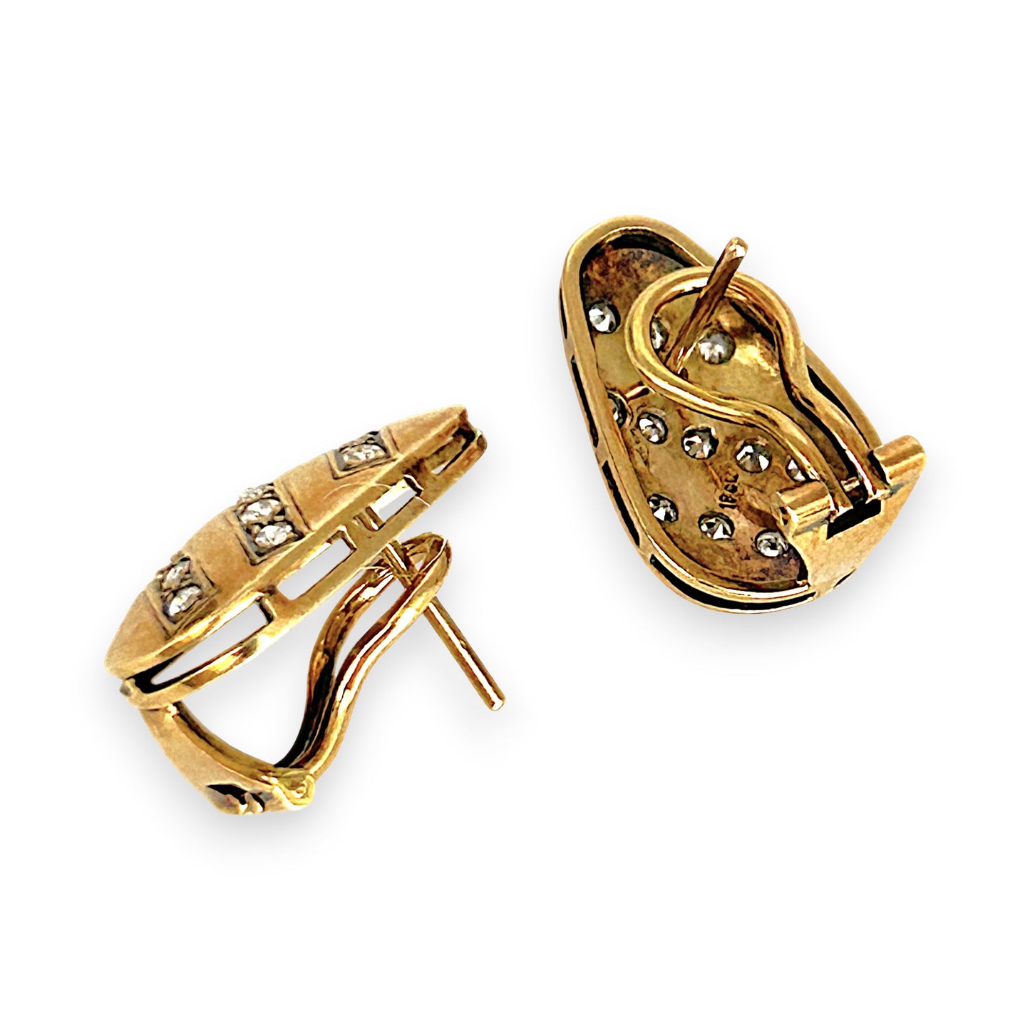 GOLD DEAL | 18ct (18K) Vintage Elegant Row of Diamonds 0.72ct Clip Back Earrings