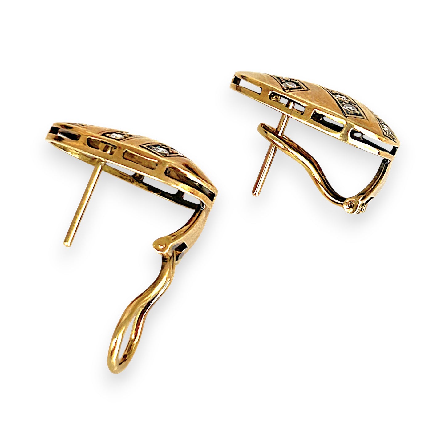 GOLD DEAL | 18ct (18K) Vintage Elegant Row of Diamonds 0.72ct Clip Back Earrings