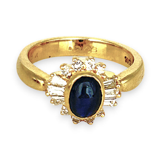 XMAS DEAL | 18kt Gold Midnight Bloom Sapphire & Diamond Ring Valuation $6,750