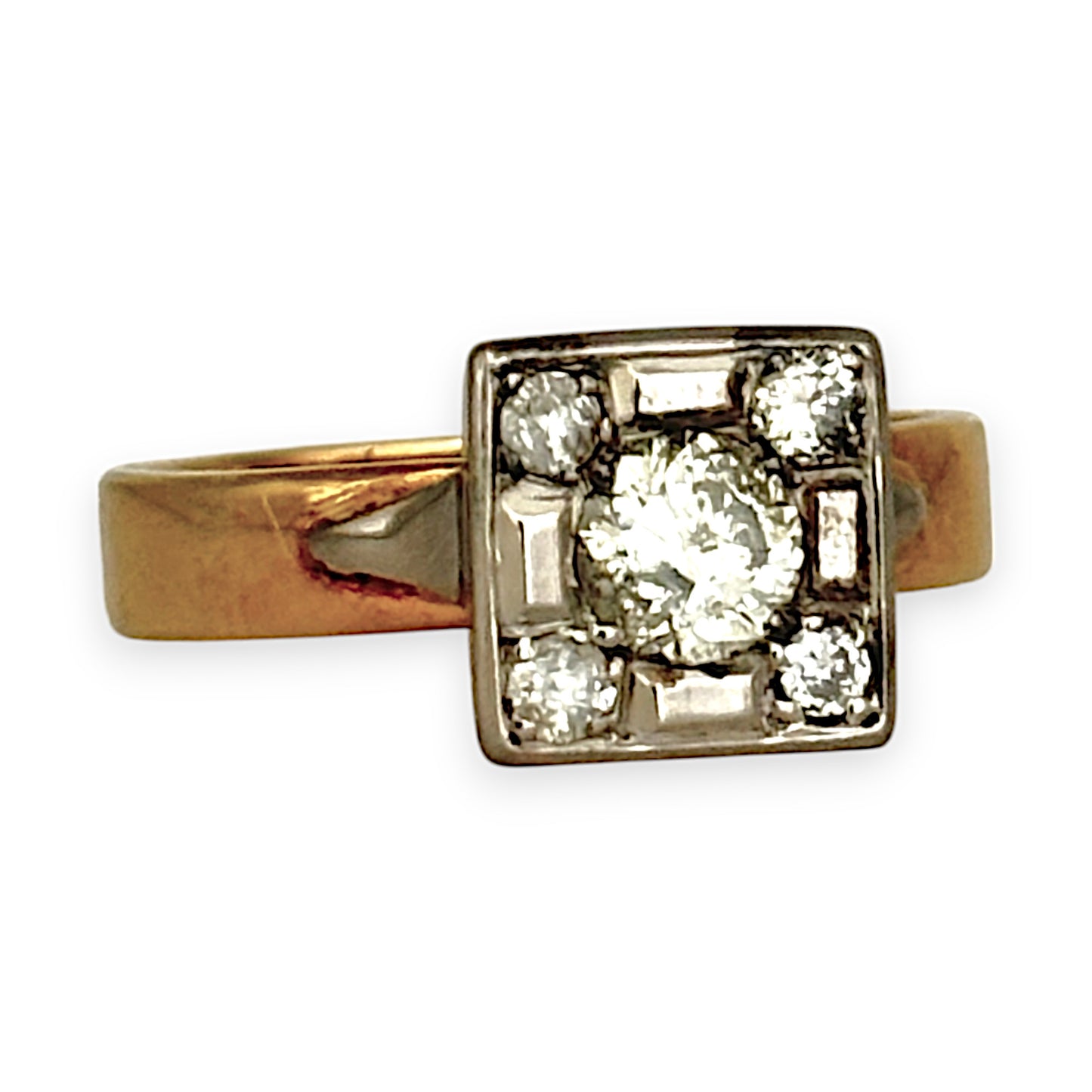 GOLD DEAL | FLASH SALE 18ct (18K) Y/W Gold Diamond 0.72ct Vintage 1997 Dress Ring Size Q