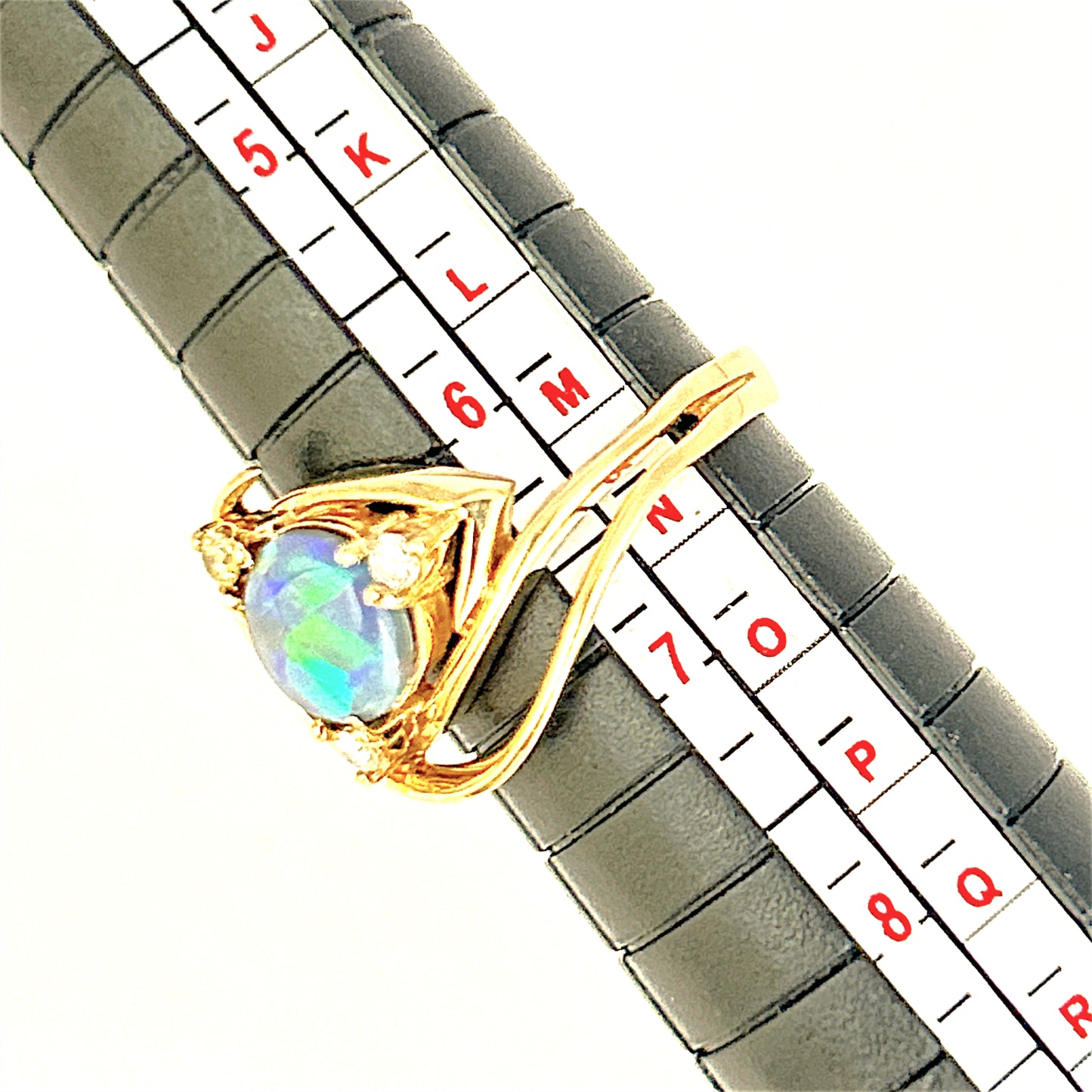 GOLD DEAL | 9ct Gold Midnight Flame Black Opal Ring Valuation: $2,000