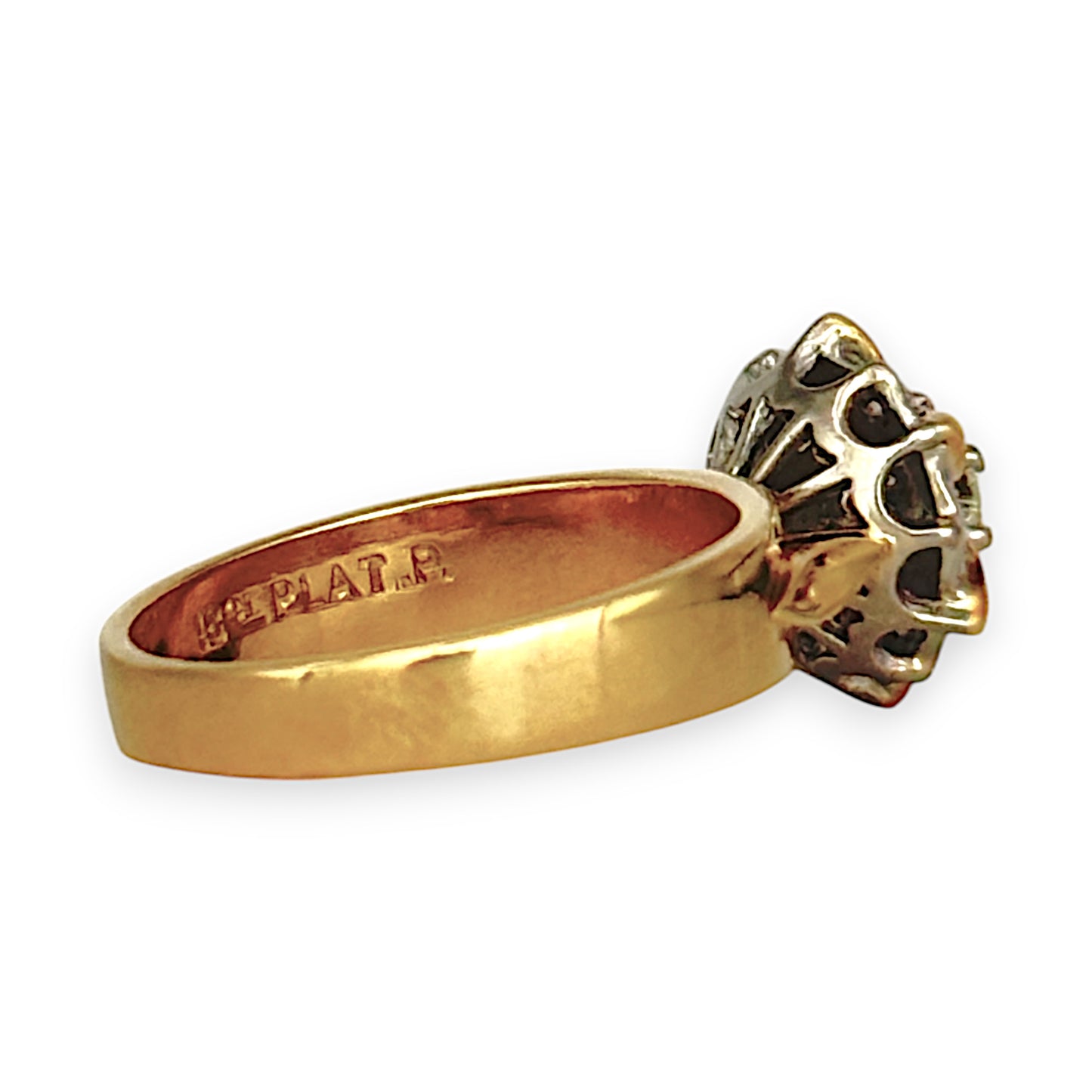 GOLD DEAL | FLASH SALE 18ct (18K) Y/W Gold Diamond 0.63ct Vintage Cluster Dress 1997 Ring
