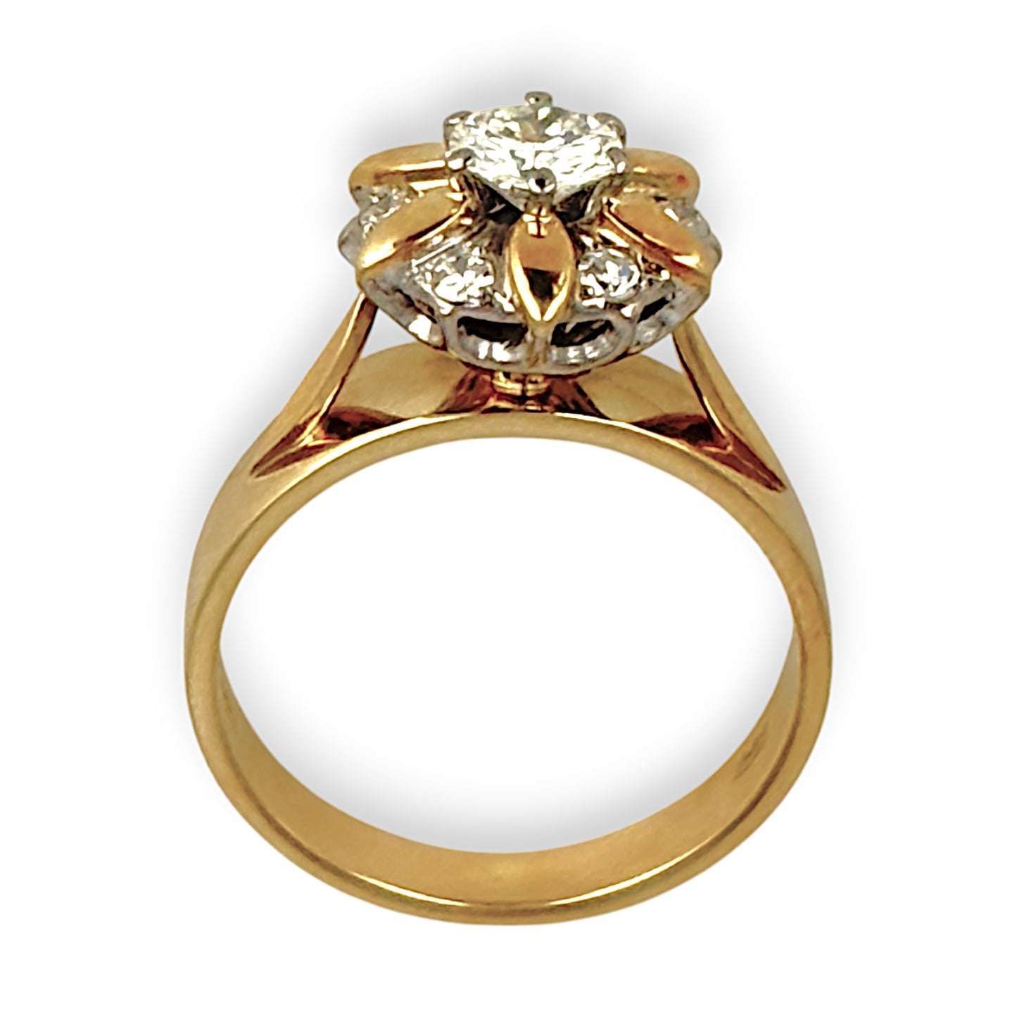 GOLD DEAL | FLASH SALE 18ct (18K) Y/W Gold Diamond 0.63ct Vintage Cluster Dress 1997 Ring