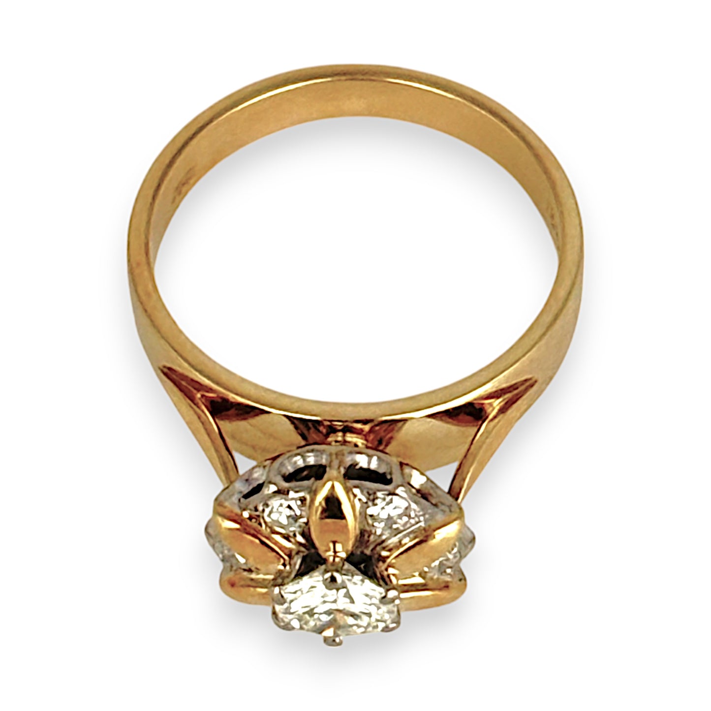 GOLD DEAL | FLASH SALE 18ct (18K) Y/W Gold Diamond 0.63ct Vintage Cluster Dress 1997 Ring