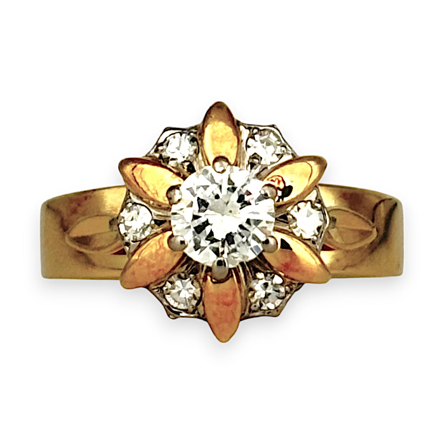 GOLD DEAL | FLASH SALE 18ct (18K) Y/W Gold Diamond 0.63ct Vintage Cluster Dress 1997 Ring