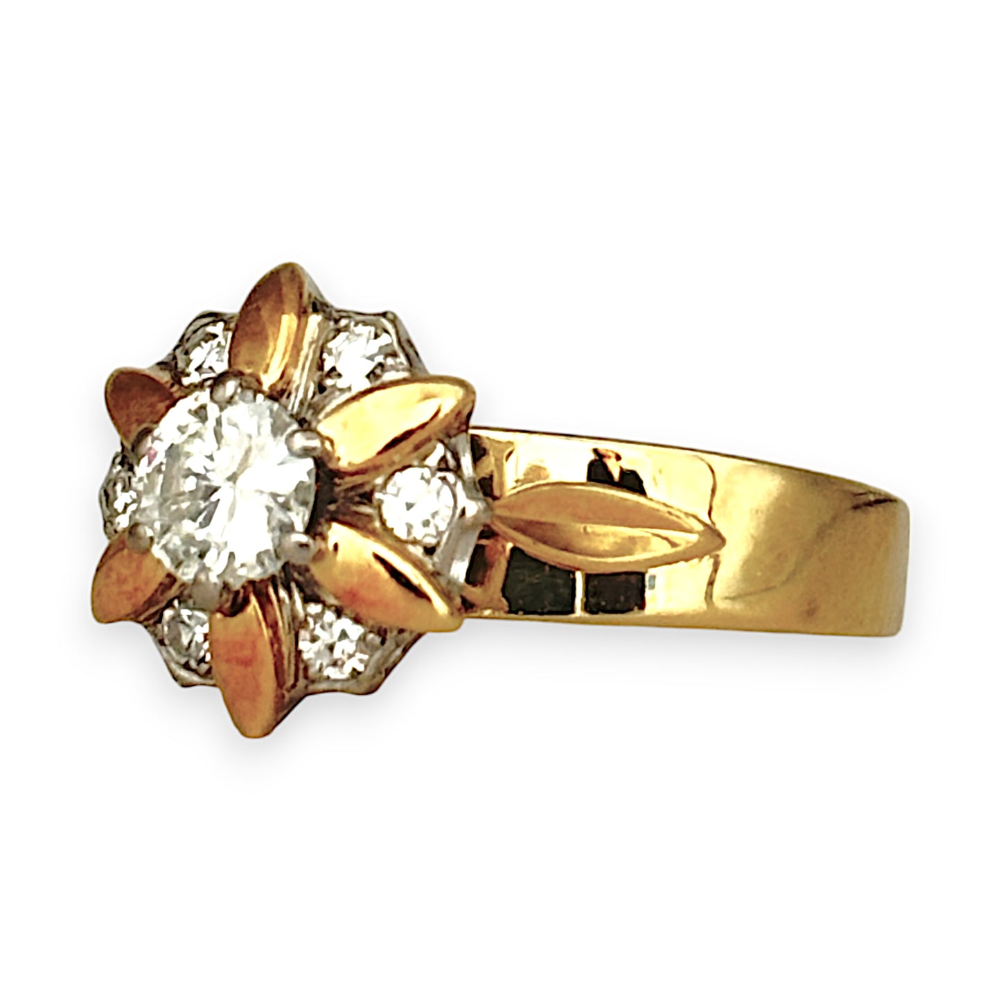 GOLD DEAL | FLASH SALE 18ct (18K) Y/W Gold Diamond 0.63ct Vintage Cluster Dress 1997 Ring