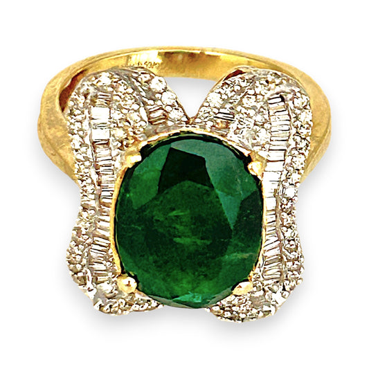 XMAS DEAL | 14kt Gold Emerald Majesty Statement Ring Valuation $4,900