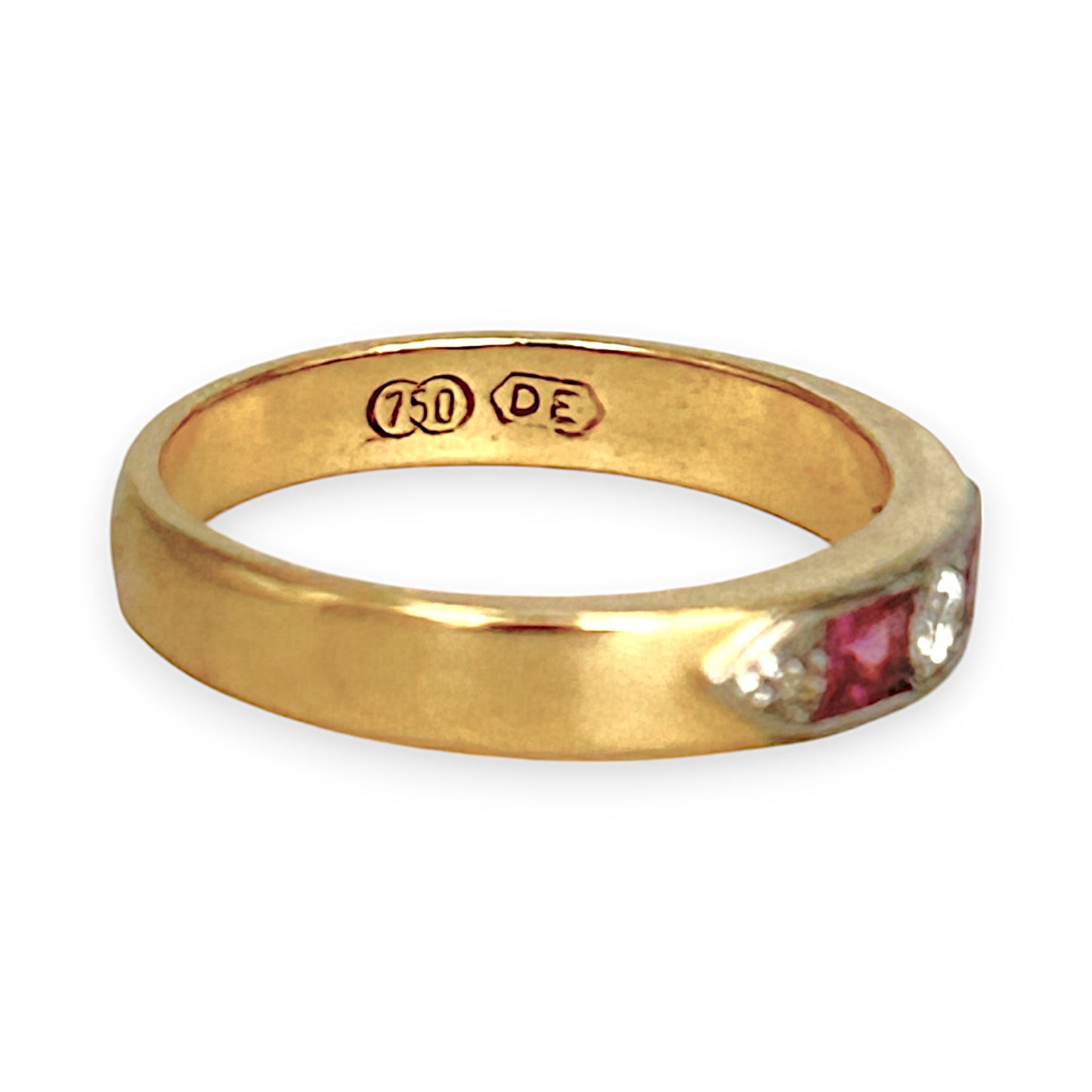 GOLD DEAL | 18ct (18K) Gold Pink Sapphire & Diamond Ring Size K1/2