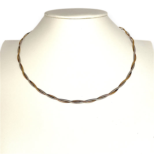 GOLD DEAL | 9ct (9k) Y/W Gold Refurbished Twist Duo Chain 43.5cm