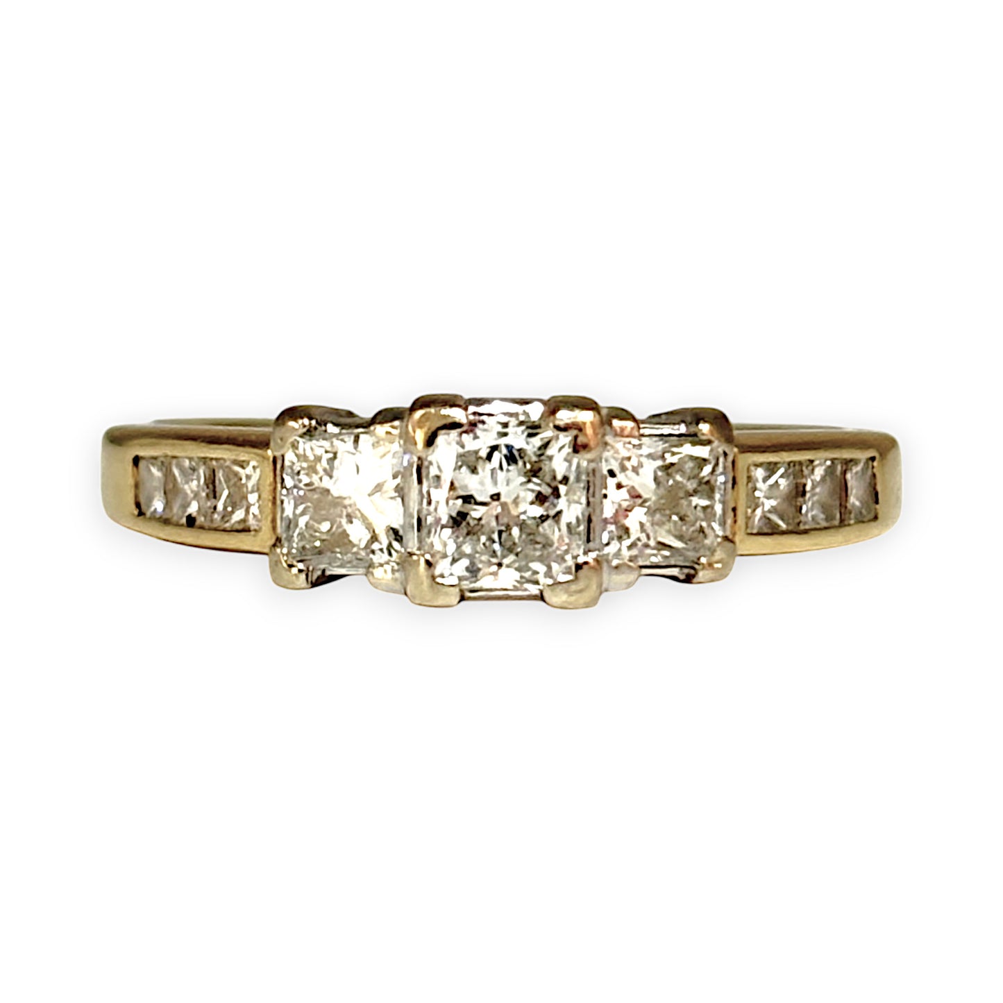 FLASH SALE | 18K Y/W Gold 0.81ct Princess Cuts Diamond Ring Valuation $5,400. R # 177
