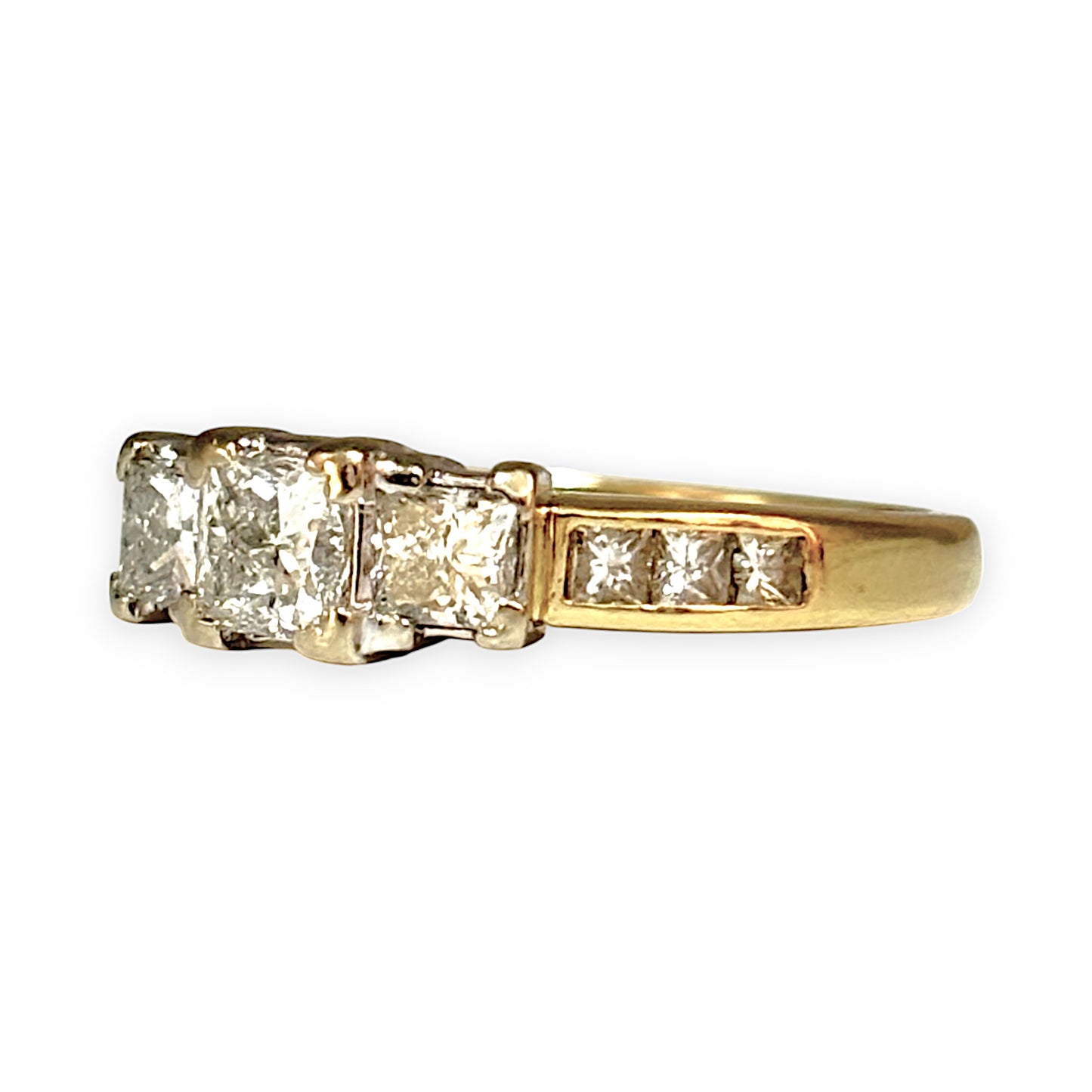 FLASH SALE | 18K Y/W Gold 0.81ct Princess Cuts Diamond Ring Valuation $5,400. R # 177