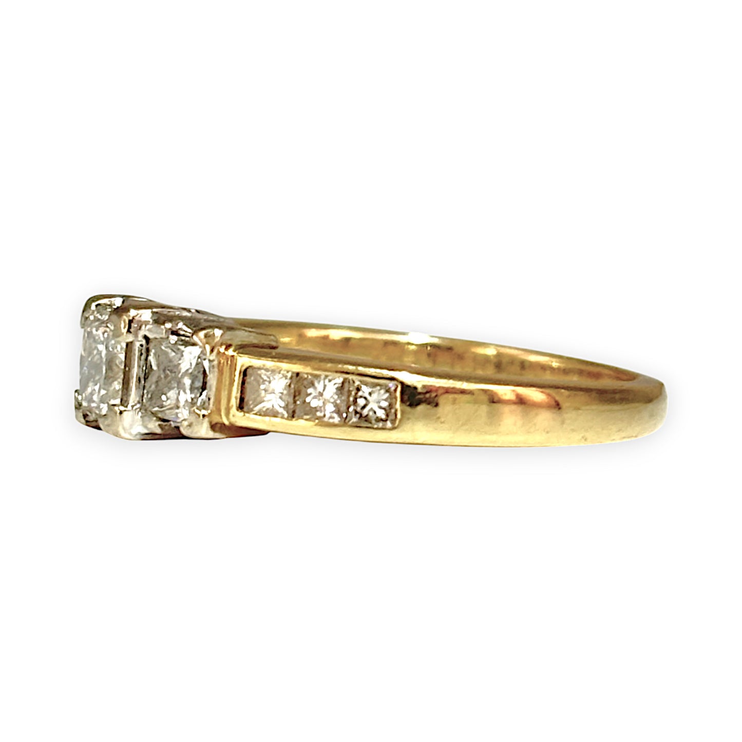 FLASH SALE | 18K Y/W Gold 0.81ct Princess Cuts Diamond Ring Valuation $5,400. R # 177