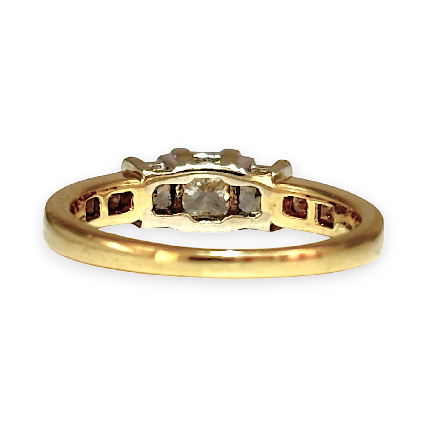 FLASH SALE | 18K Y/W Gold 0.81ct Princess Cuts Diamond Ring Valuation $5,400. R # 177