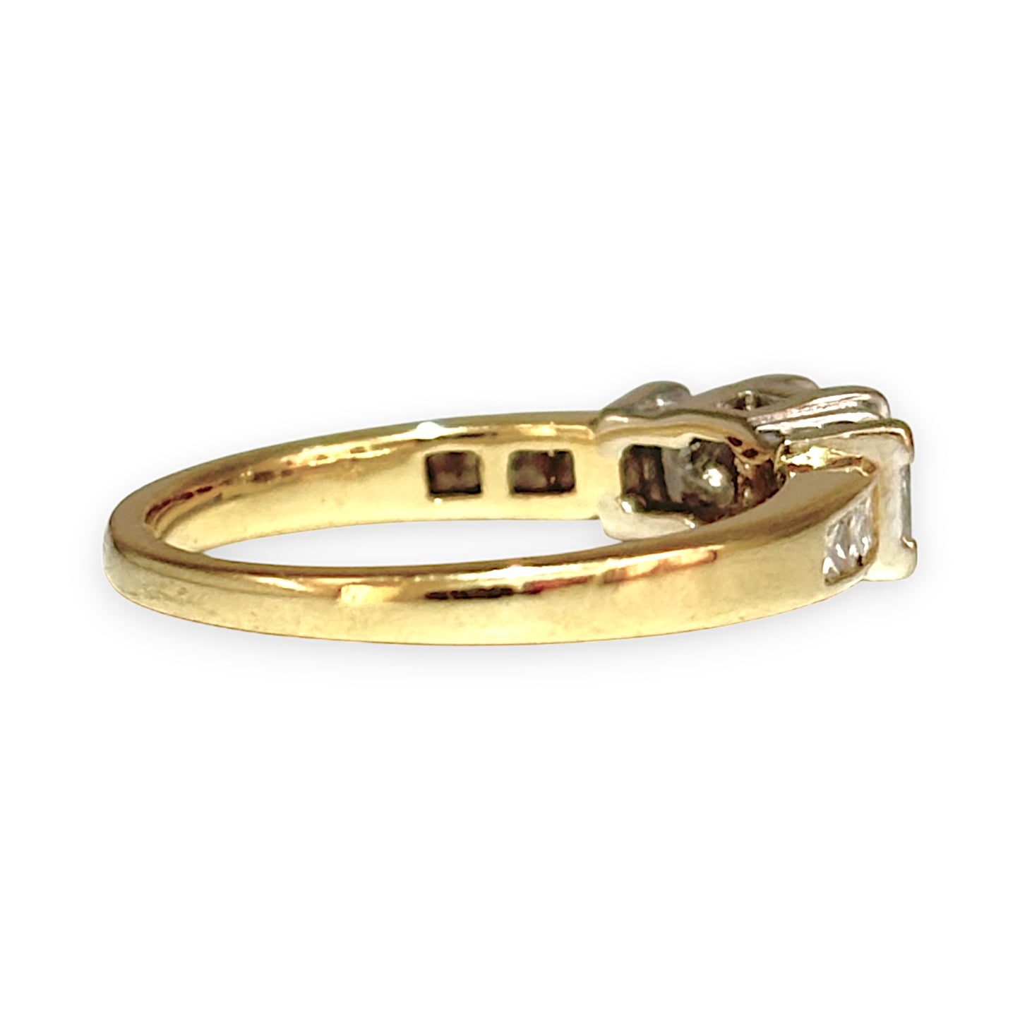 FLASH SALE | 18K Y/W Gold 0.81ct Princess Cuts Diamond Ring Valuation $5,400. R # 177