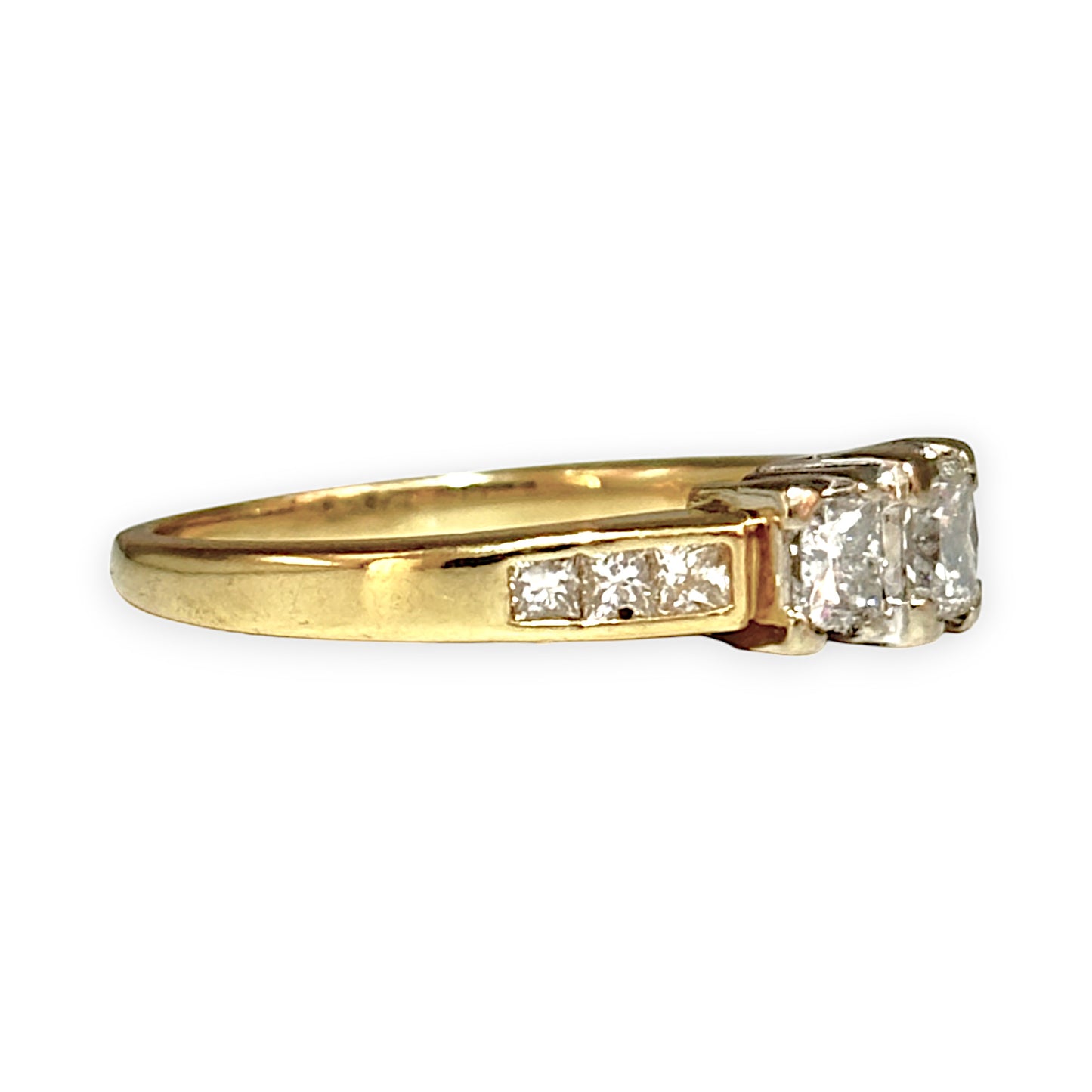 FLASH SALE | 18K Y/W Gold 0.81ct Princess Cuts Diamond Ring Valuation $5,400. R # 177