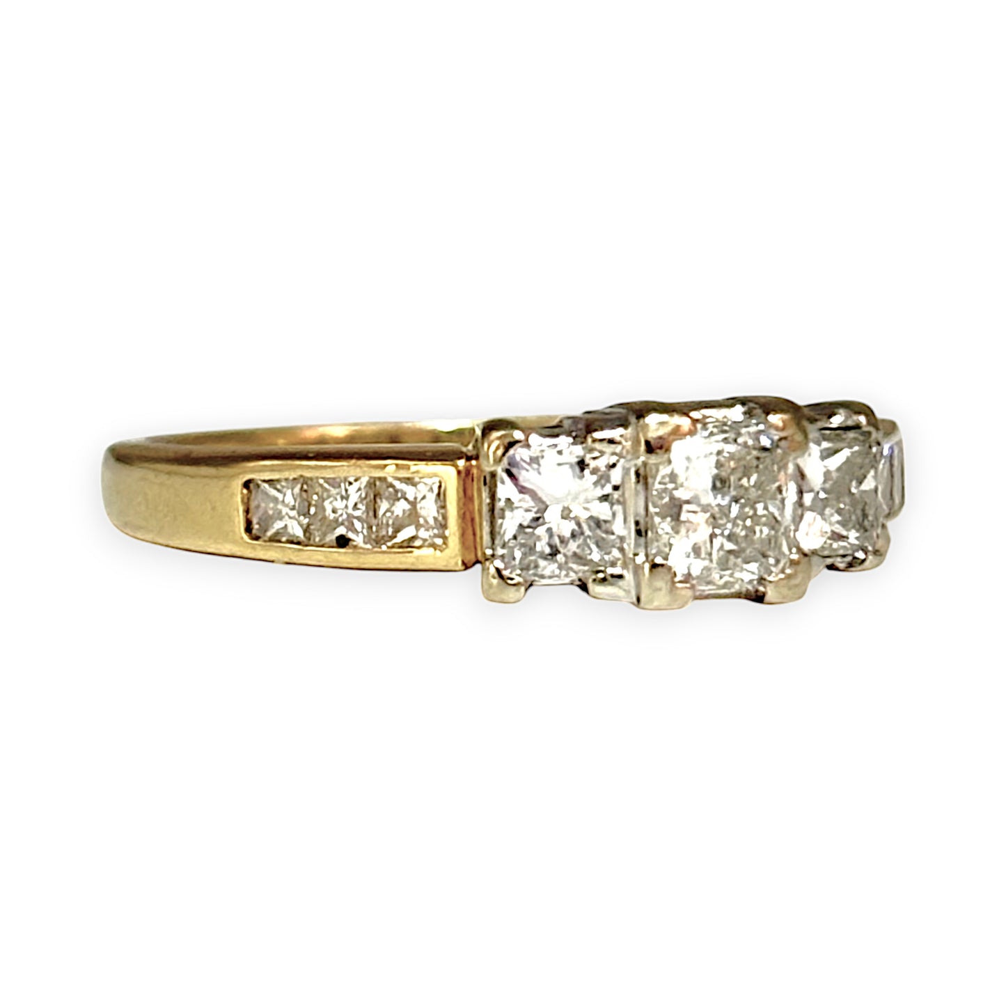 FLASH SALE | 18K Y/W Gold 0.81ct Princess Cuts Diamond Ring Valuation $5,400. R # 177