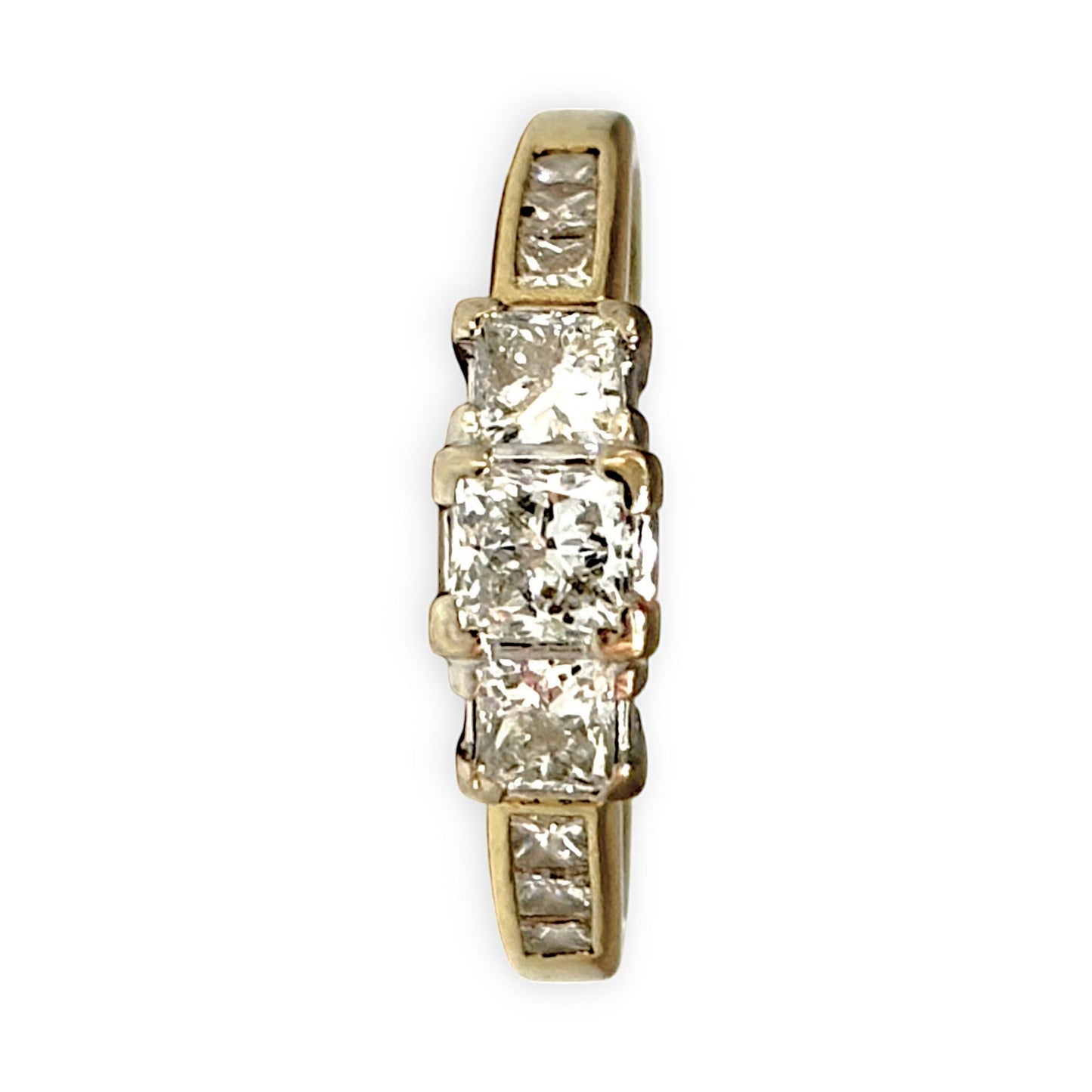 FLASH SALE | 18K Y/W Gold 0.81ct Princess Cuts Diamond Ring Valuation $5,400. R # 177