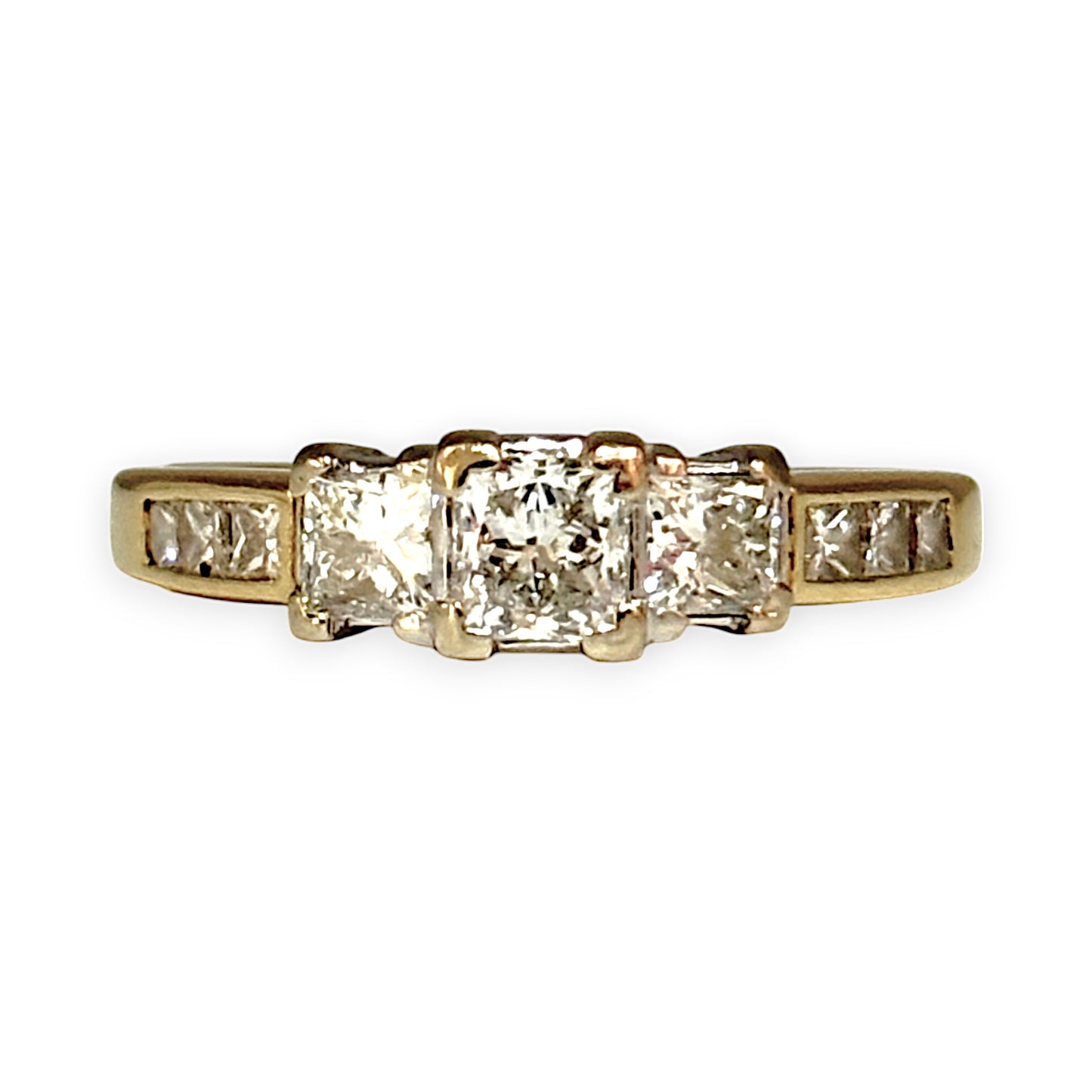 FLASH SALE | 18K Y/W Gold 0.81ct Princess Cuts Diamond Ring Valuation $5,400. R # 177