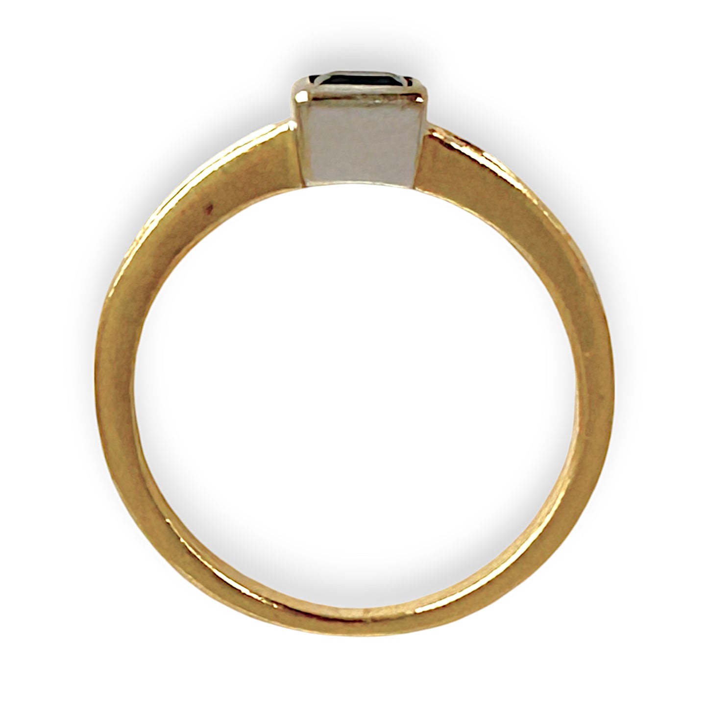 GOLD DEAL | 18ct (18K) Y/W Gold Blue Sapphire & Princess Cut 0.48ct Diamond Ring Size N
