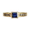 GOLD DEAL | 18ct (18K) Y/W Gold Blue Sapphire & Princess Cut 0.48ct Diamond Ring Size N