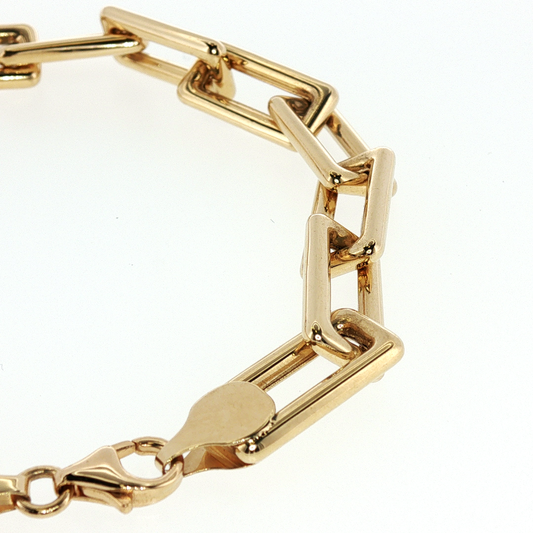 NZGD | 18ct Yellow Gold Elongated Link Chain Bracelet 19cm
