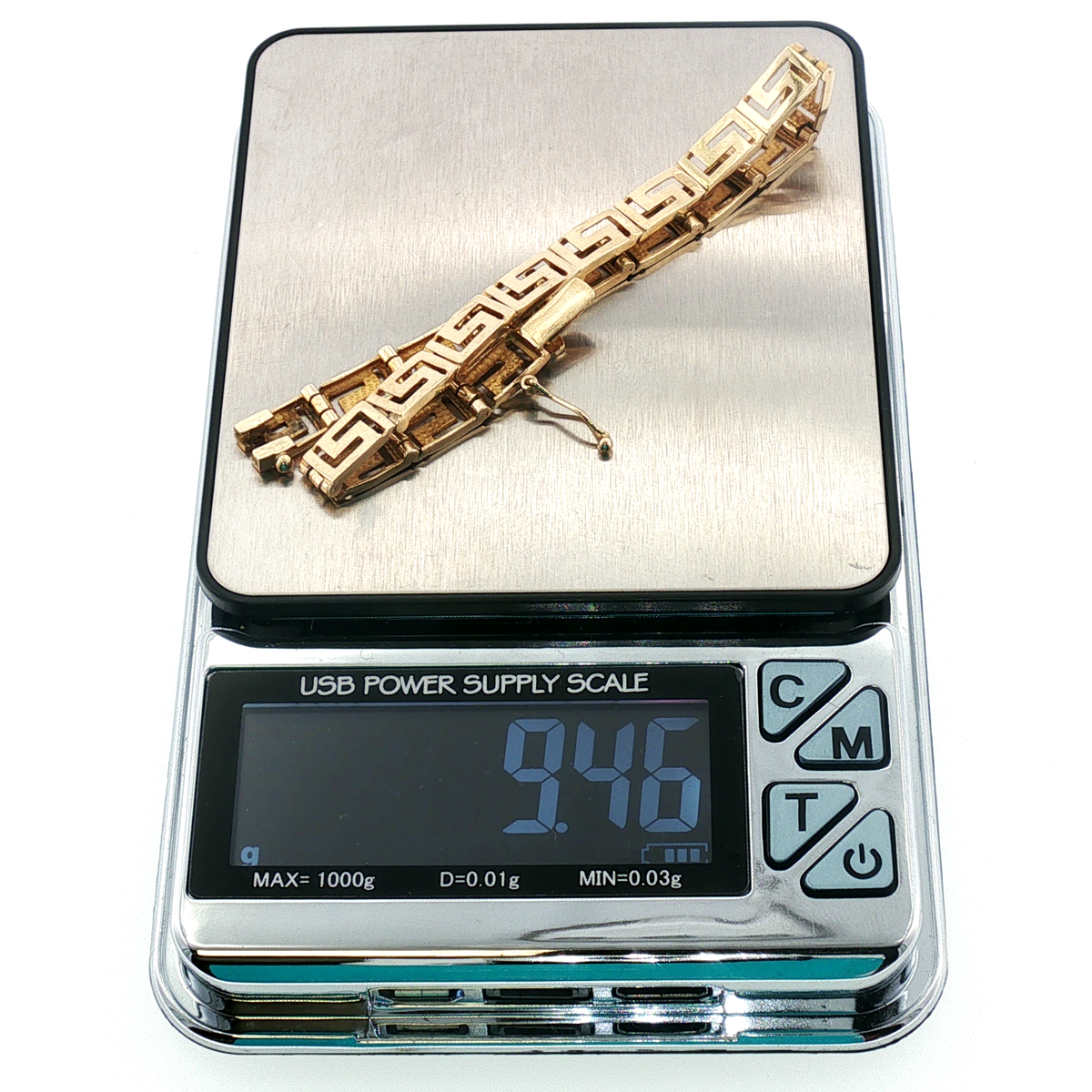 NZGD | 14ct Gold Greek Key Motif Bracelet 19cm