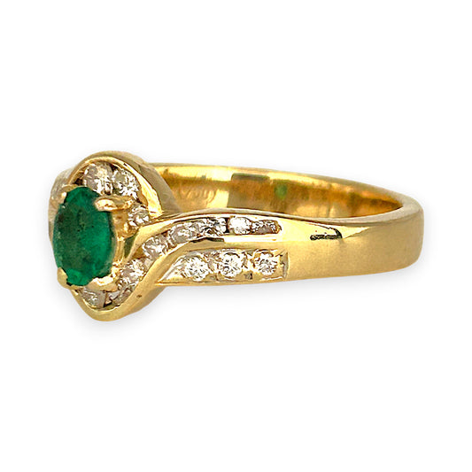 GOLD DEAL | 18ct (18K) Gold Emerald 0.28ct & Diamond 0.33ct Cluster Ring Valuation $3,100