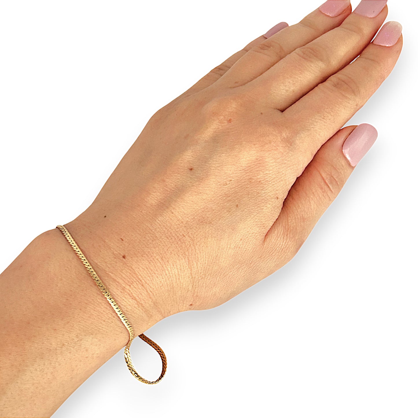 GOLD DEAL | 18K Gold Snake Herringbone Lightweight Bracelet Length 19cm