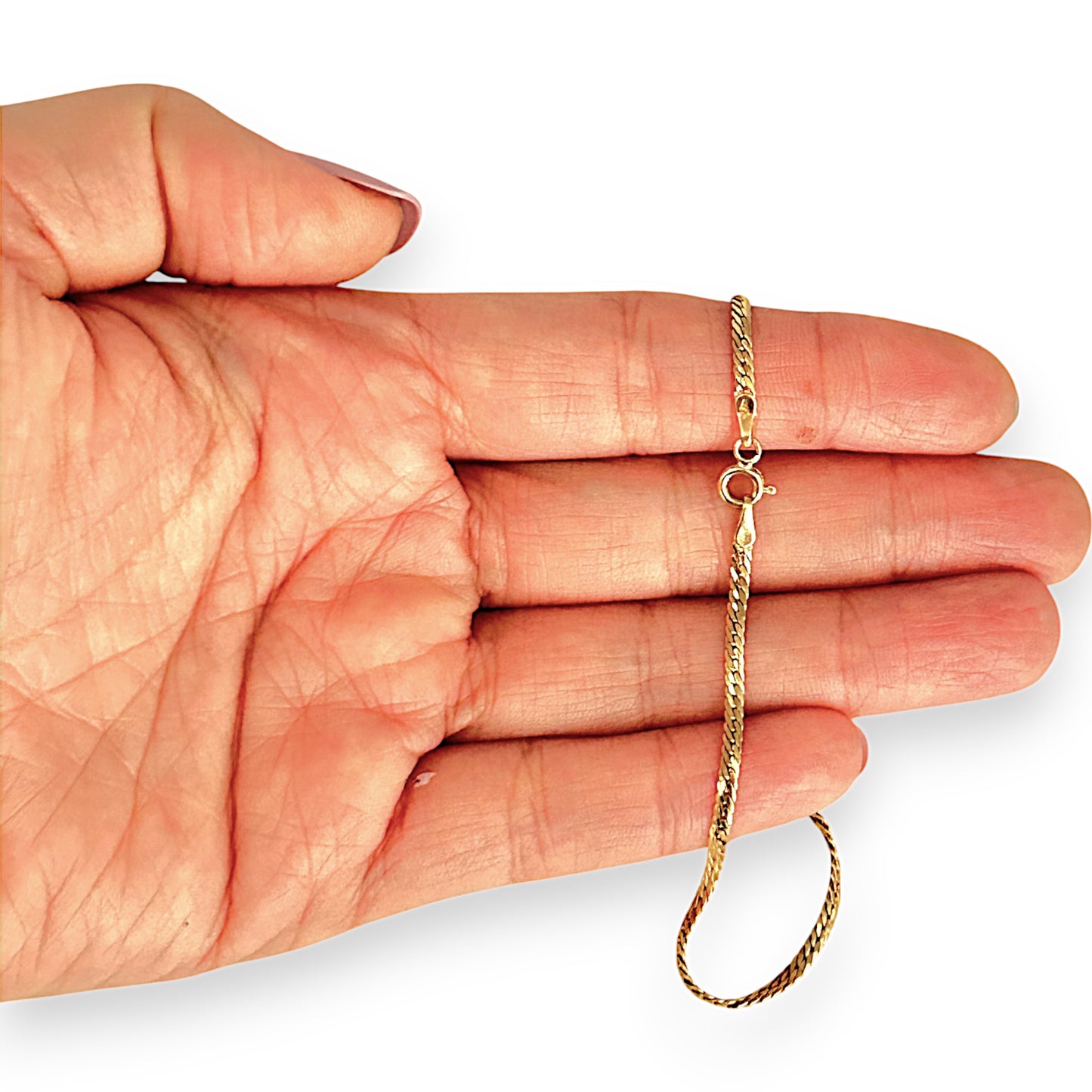 GOLD DEAL | 18K Gold Snake Herringbone Lightweight Bracelet Length 19cm
