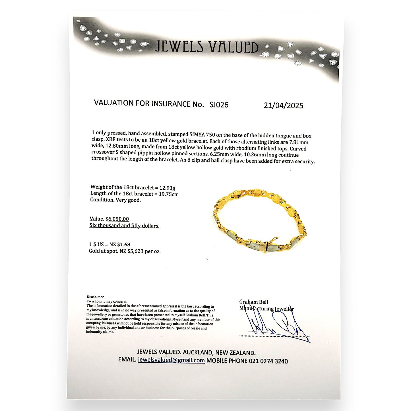GOLD DEAL | FLASH SALE 18ct (18K) Gold Crossover Link Bracelet Length 19.75cm Valuation $6,050