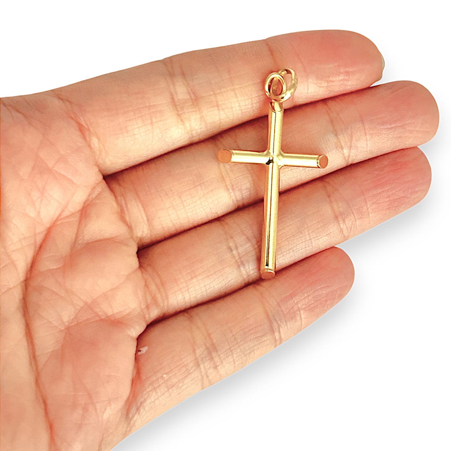 GOLD DEAL | 18ct (18K) Gold Refined Cut-Edge Round Cross Pendant