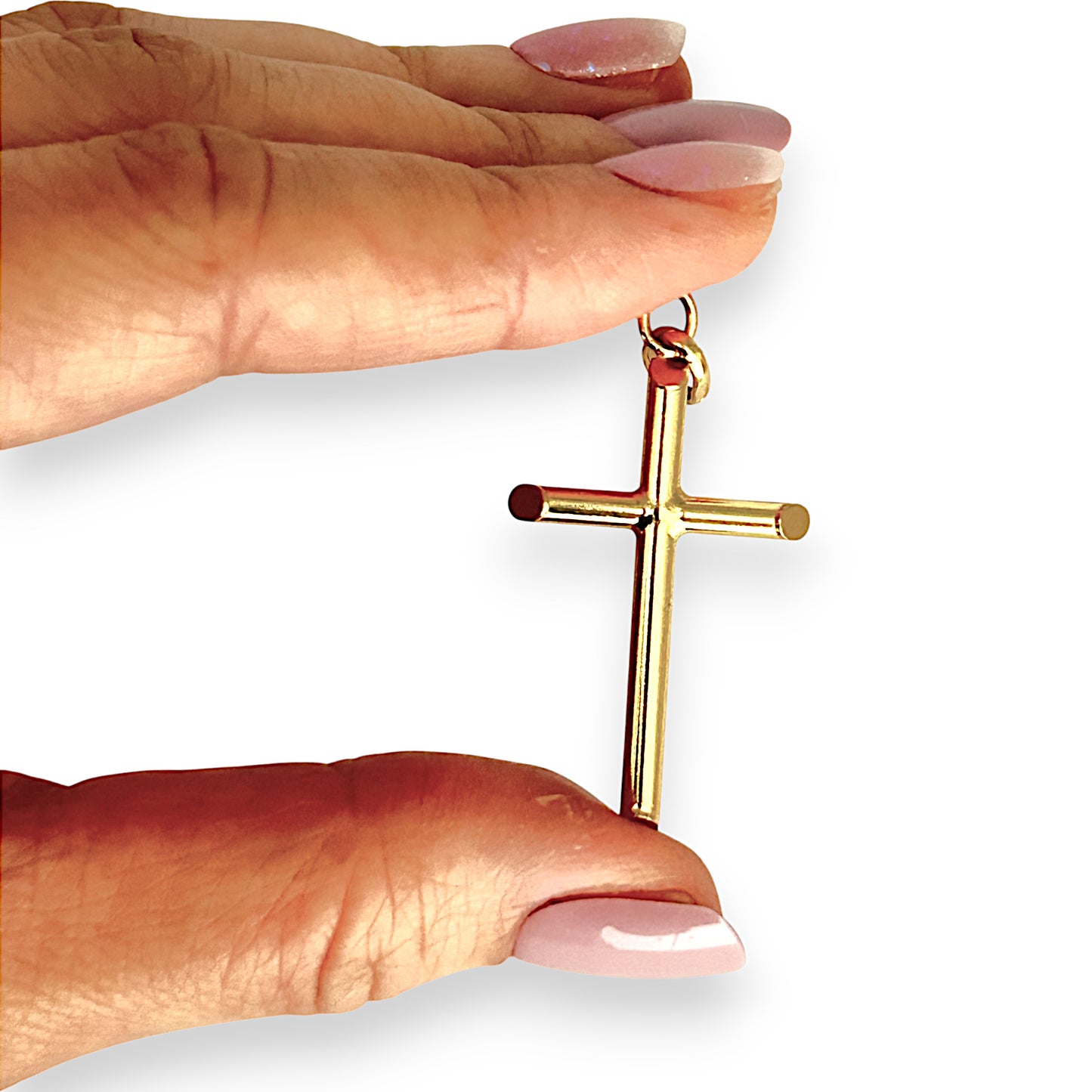 GOLD DEAL | 18ct (18K) Gold Refined Cut-Edge Round Cross Pendant